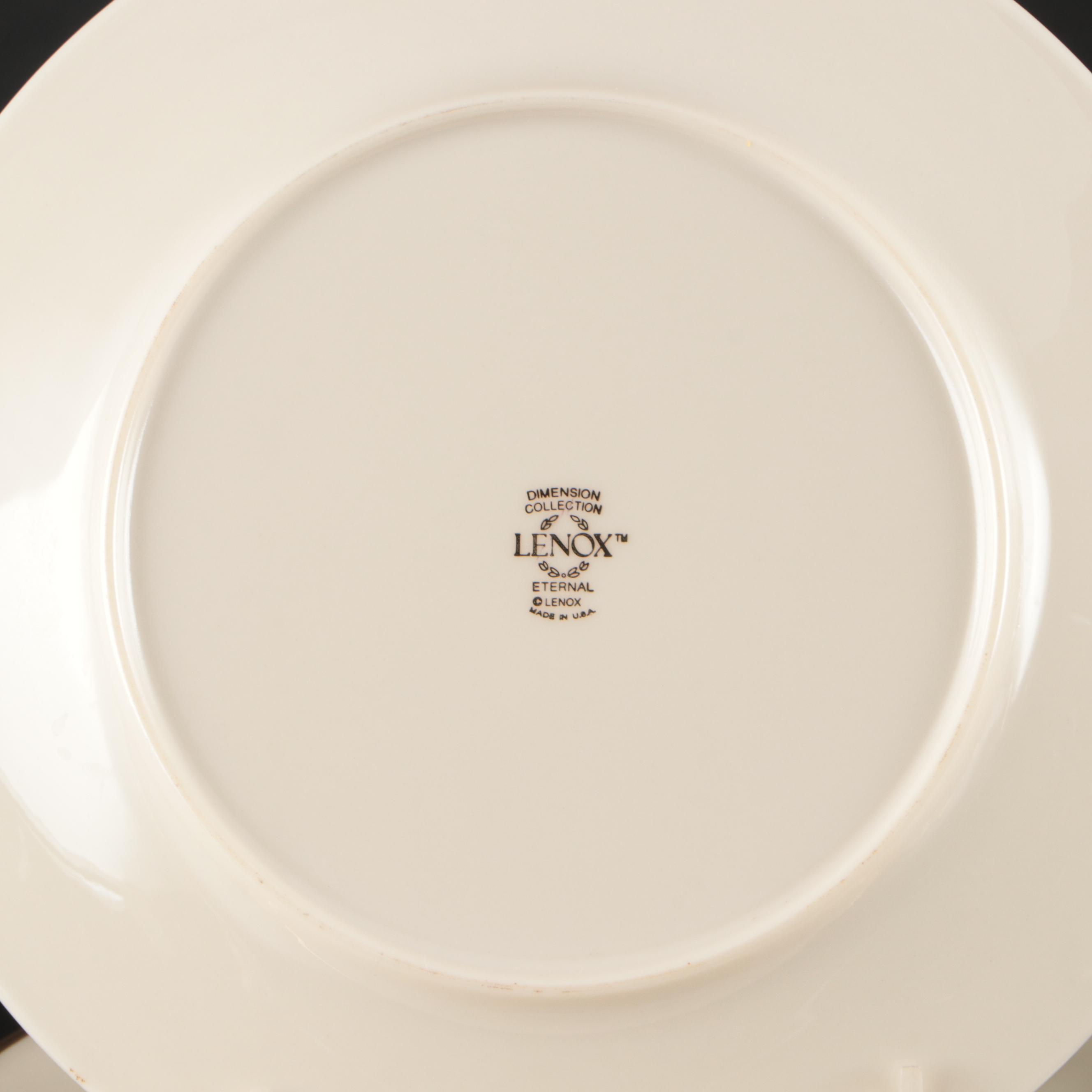 Pier 1 Gold Finish Plastic Chargers with Lenox "Eternal" Bone China Plates