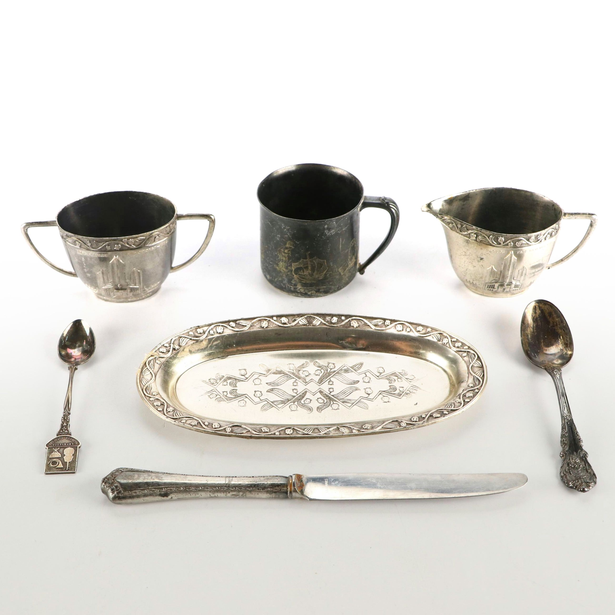1933 Chicago World's Fair Sugar and Creamer Set with Other Tableware