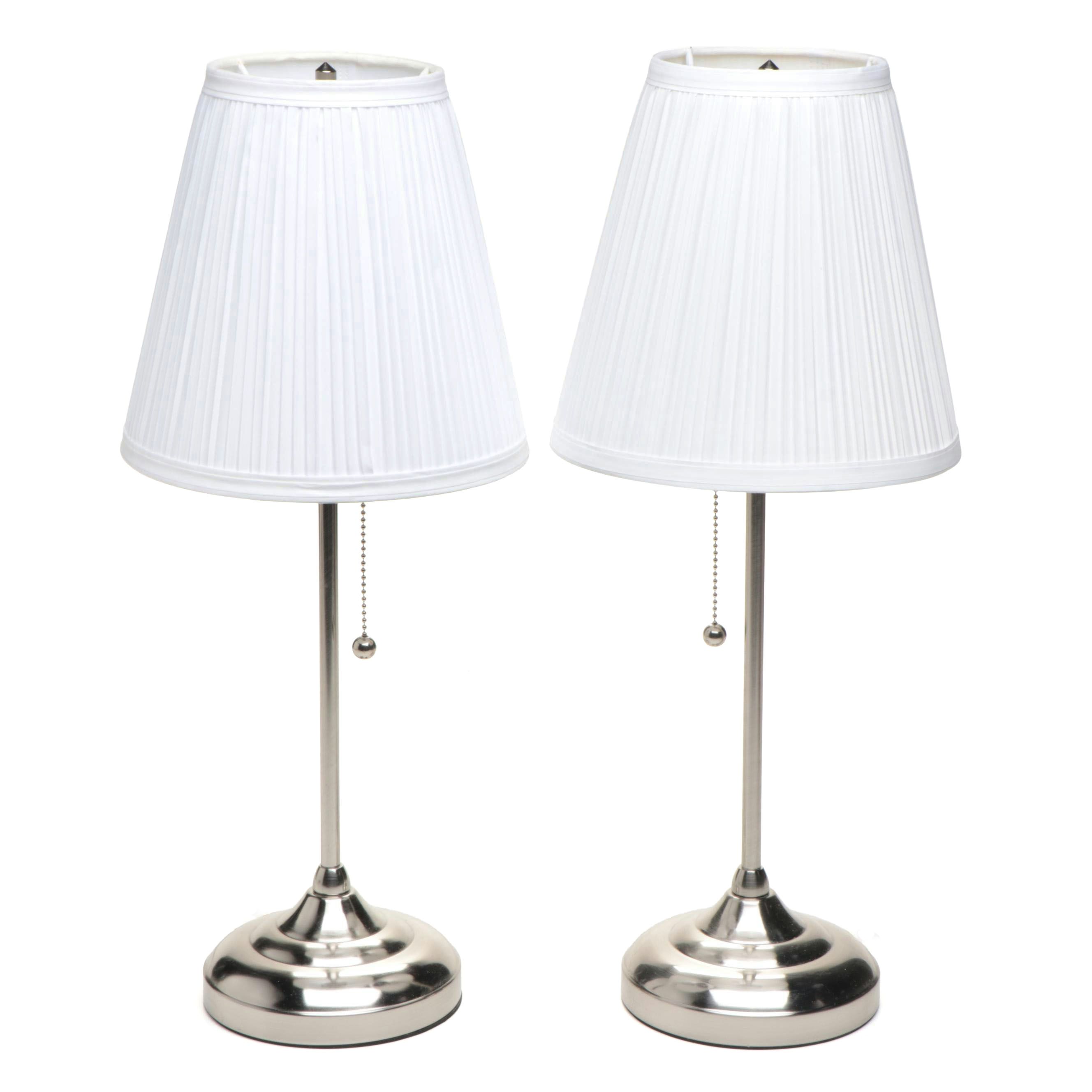IKEA "Årstid" Polished Metal Table Lamps with Pleated Shades