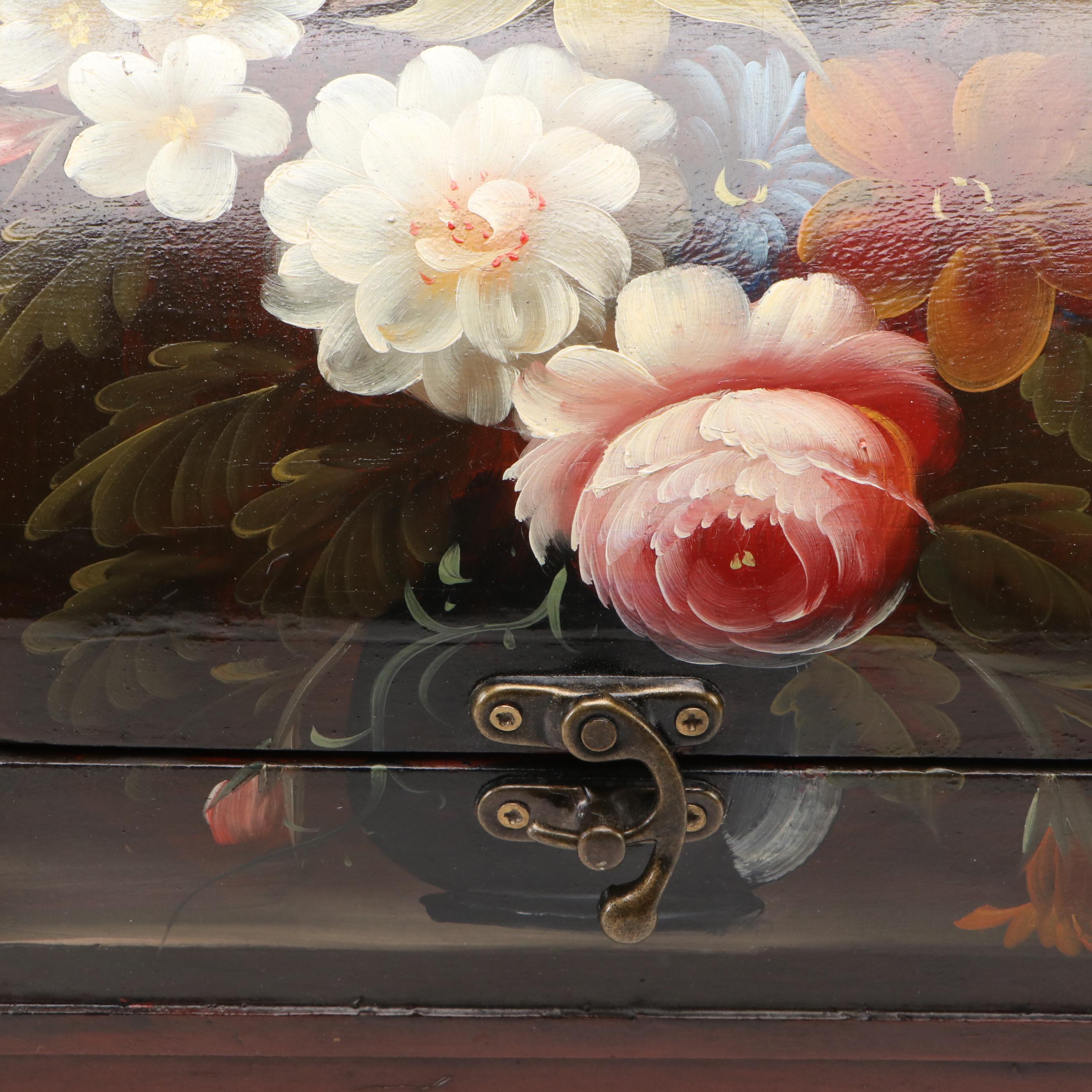 Victorian Style Painted Dome Top Wooden Box