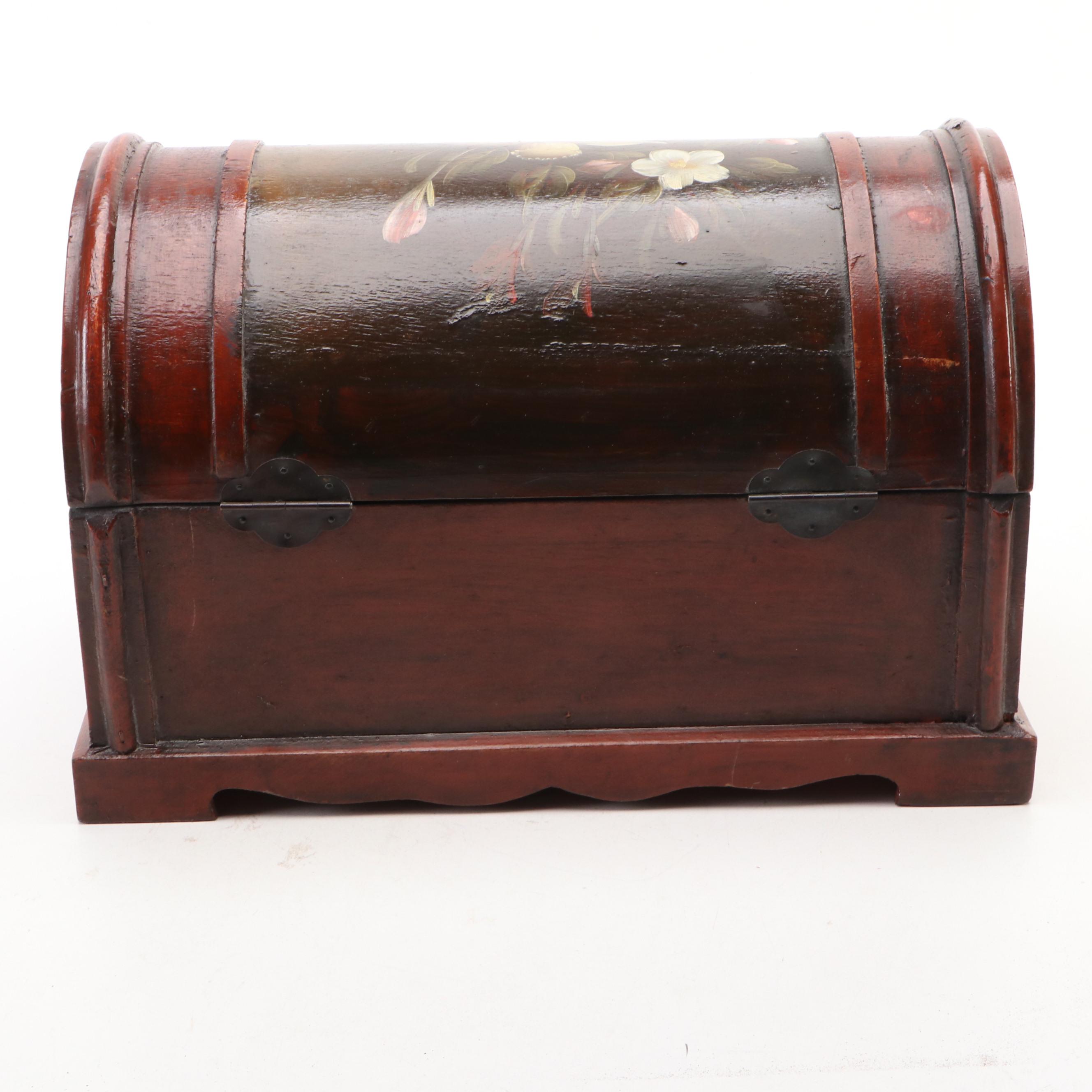 Victorian Style Painted Dome Top Wooden Box