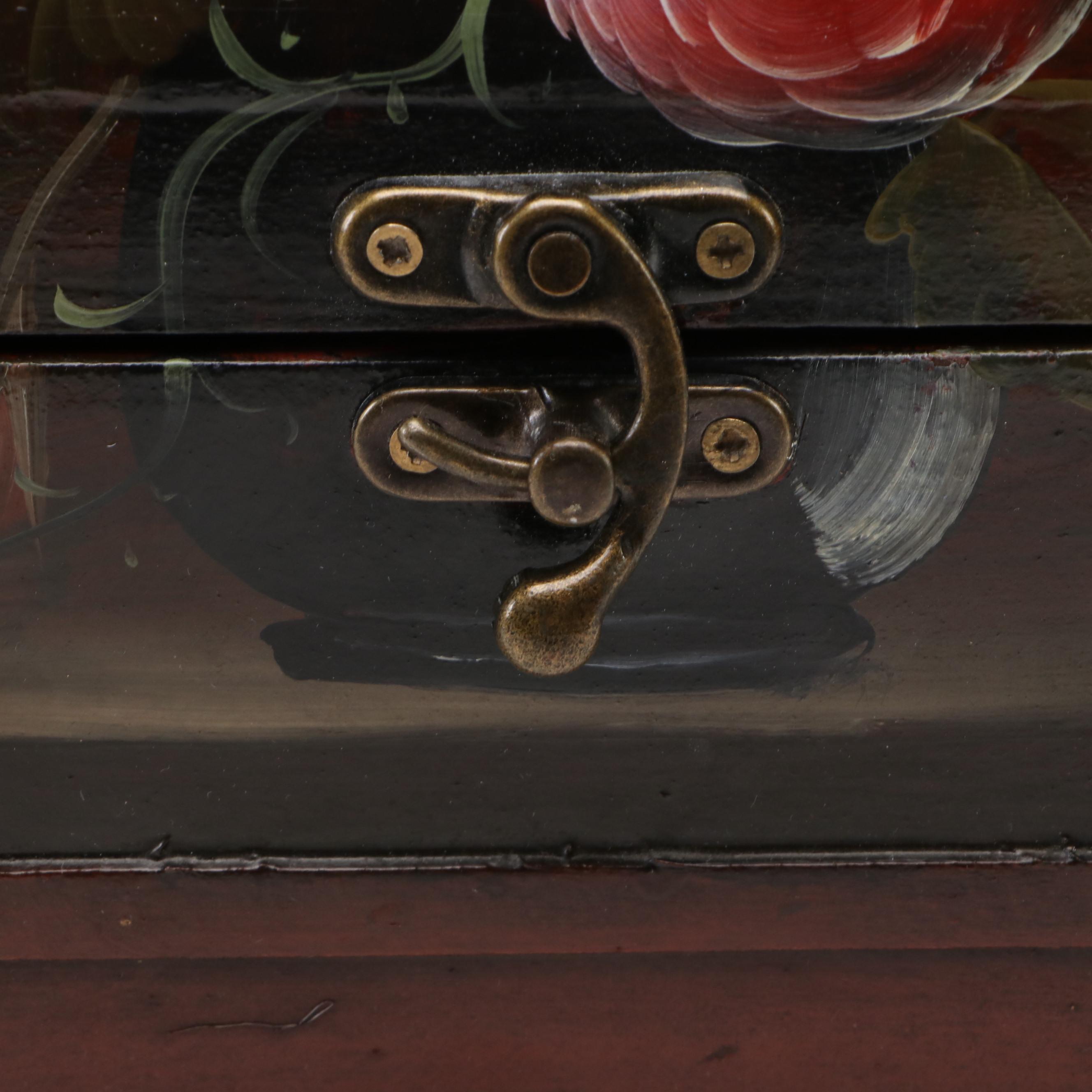 Victorian Style Painted Dome Top Wooden Box