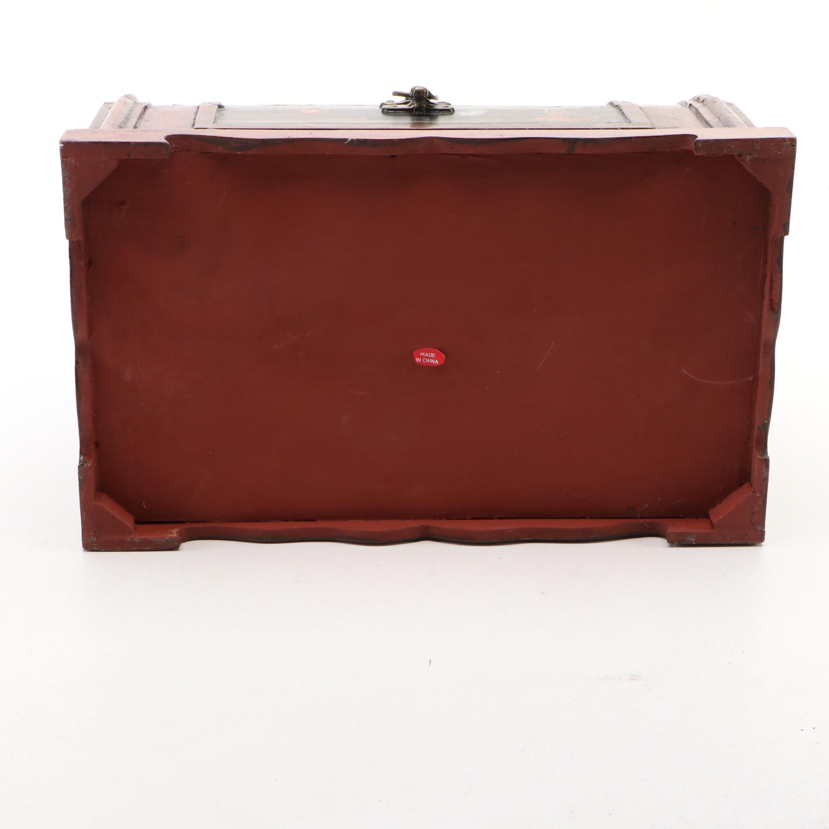 Victorian Style Painted Dome Top Wooden Box