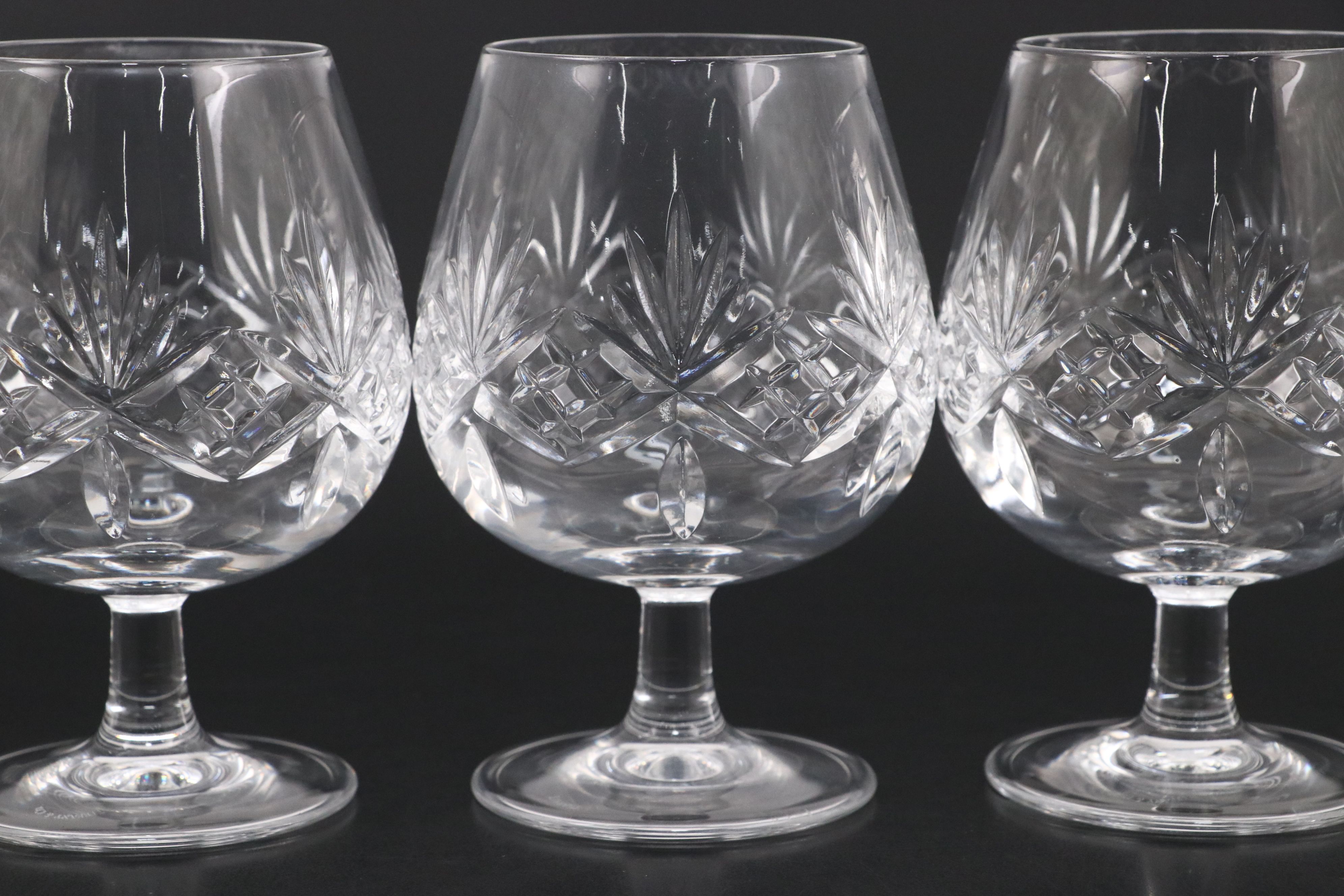 Tiffany "Newport" Crystal Brandy Glasses with Crystal Pinwheel Decanter