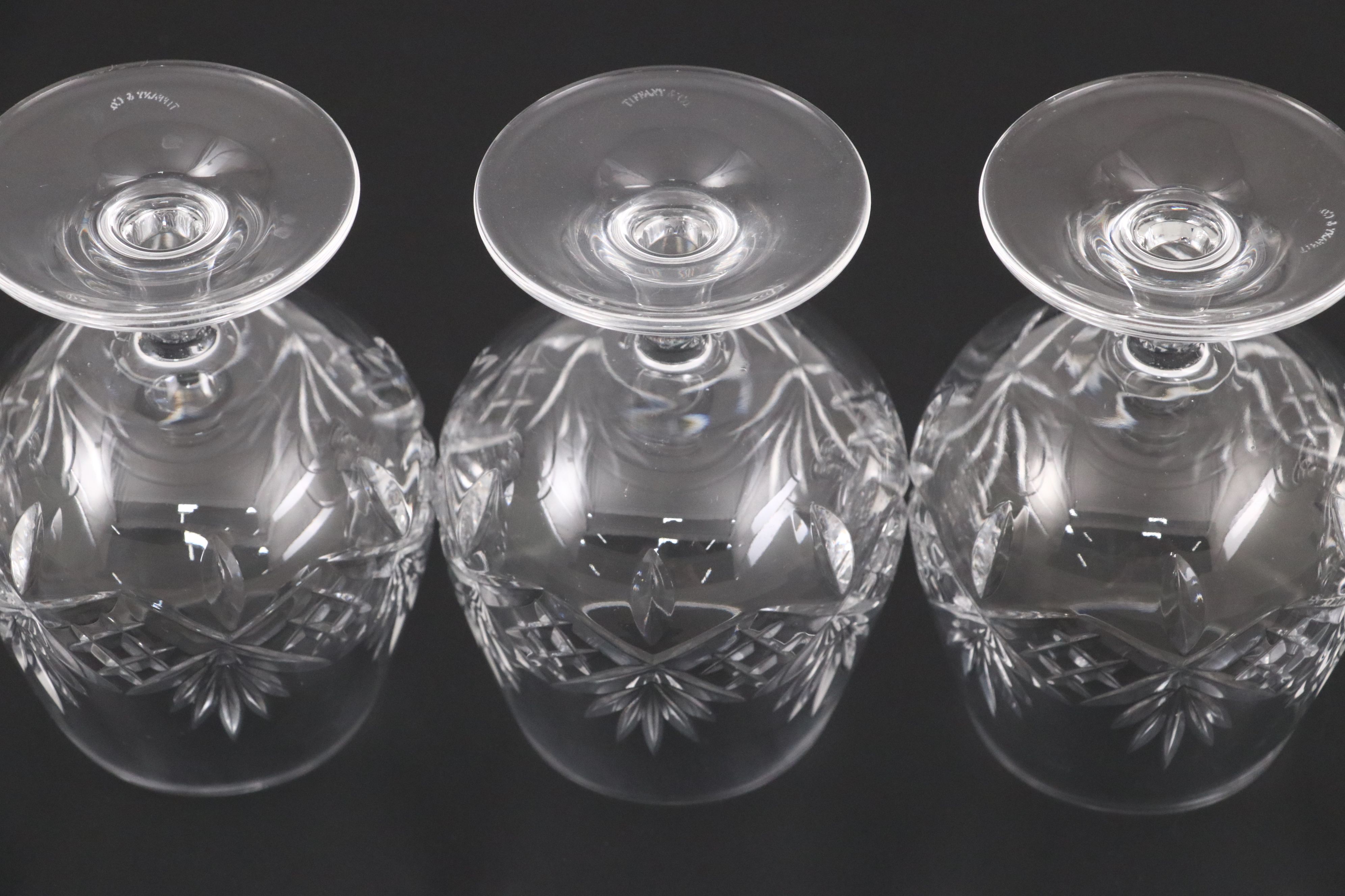 Tiffany "Newport" Crystal Brandy Glasses with Crystal Pinwheel Decanter