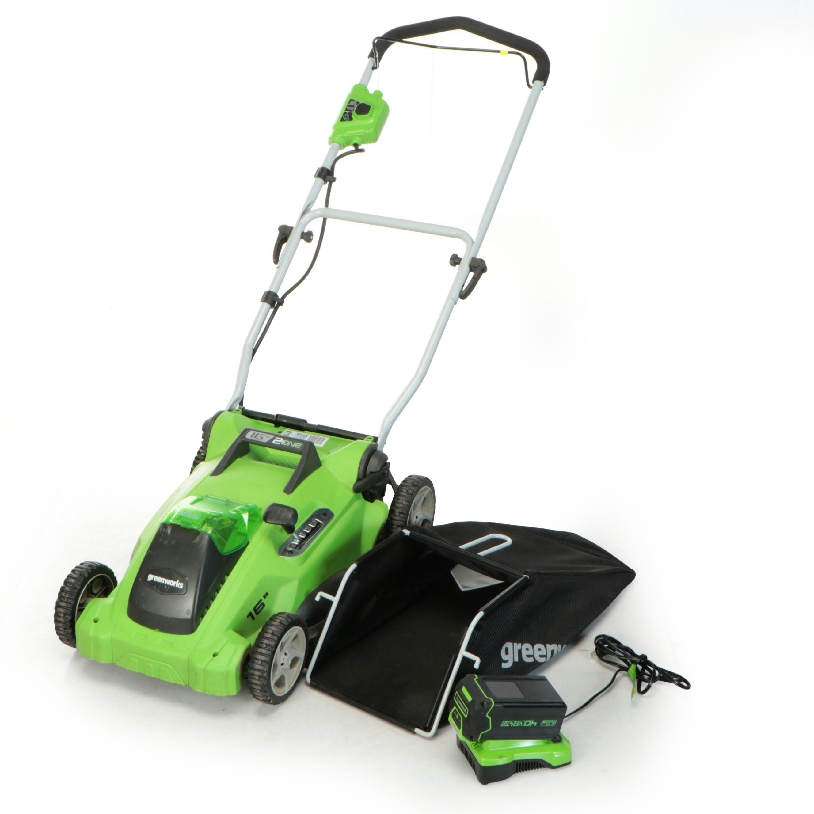 Greenworks Model 25322 Cordless Electric Lawnmower and Accessories
