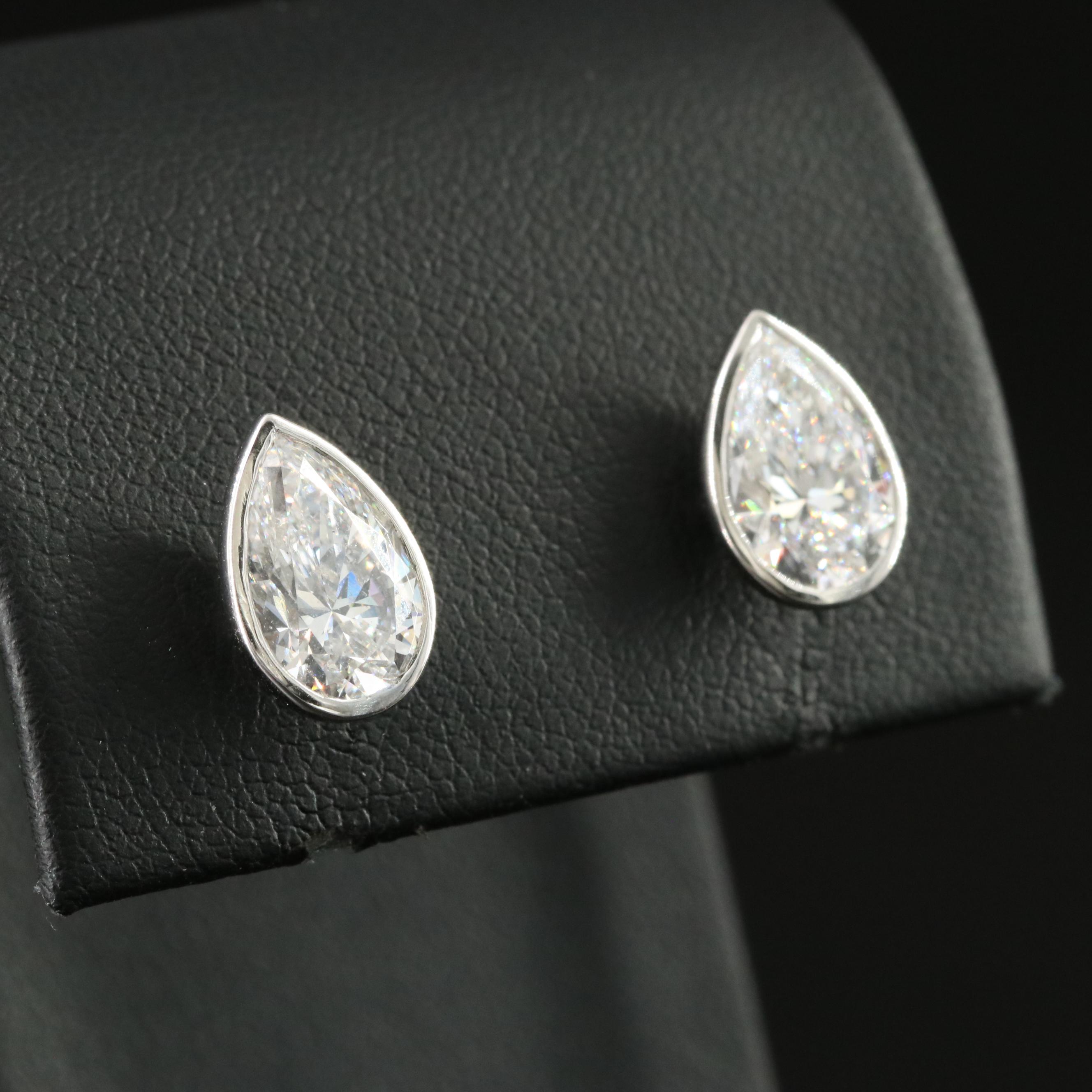 Platinum 3.20 CTW Lab Grown Diamond Stud Earrings with IGI Reports