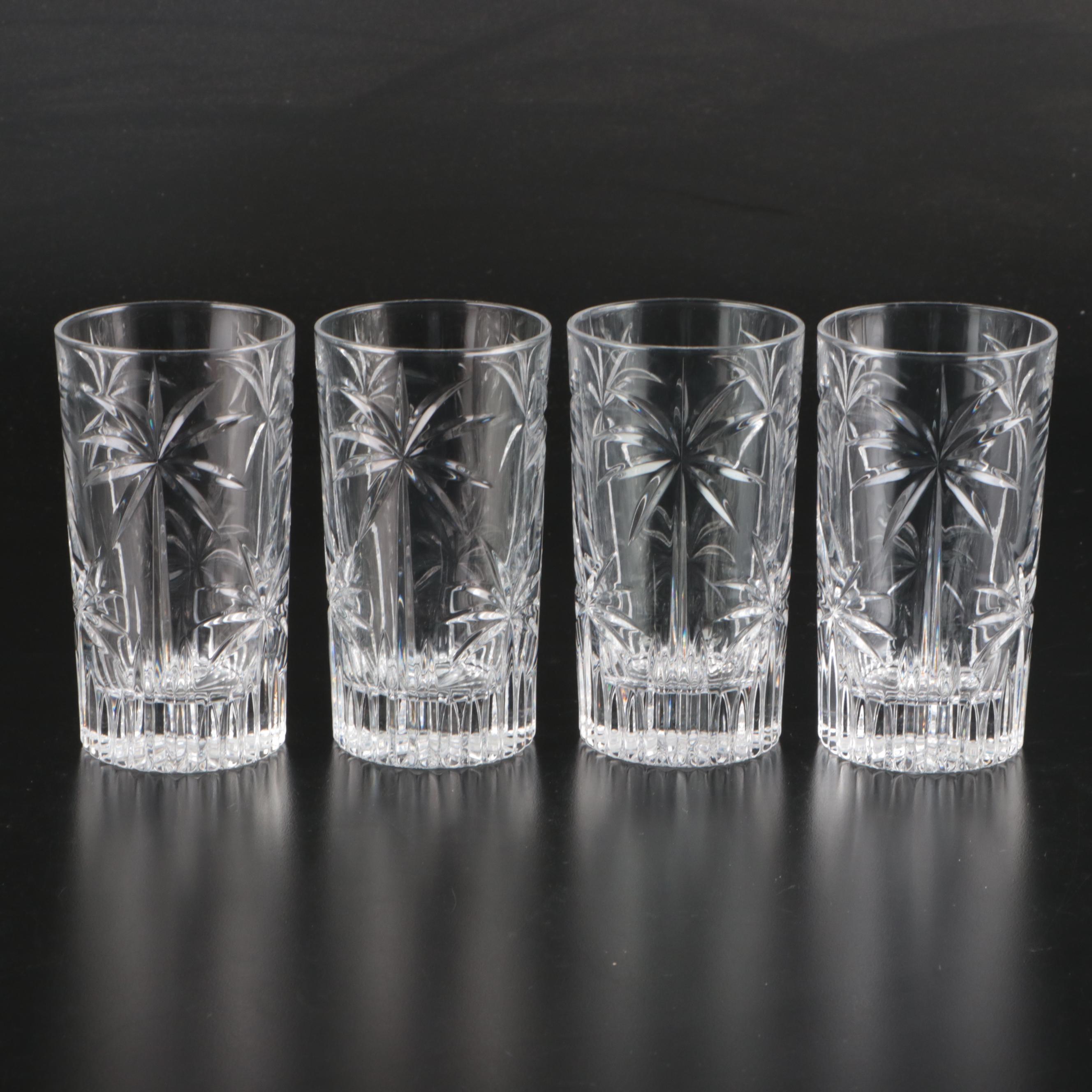 Nambé Metal Circular Tray with Plastic Pitcher and Godinger Crystal Tumblers