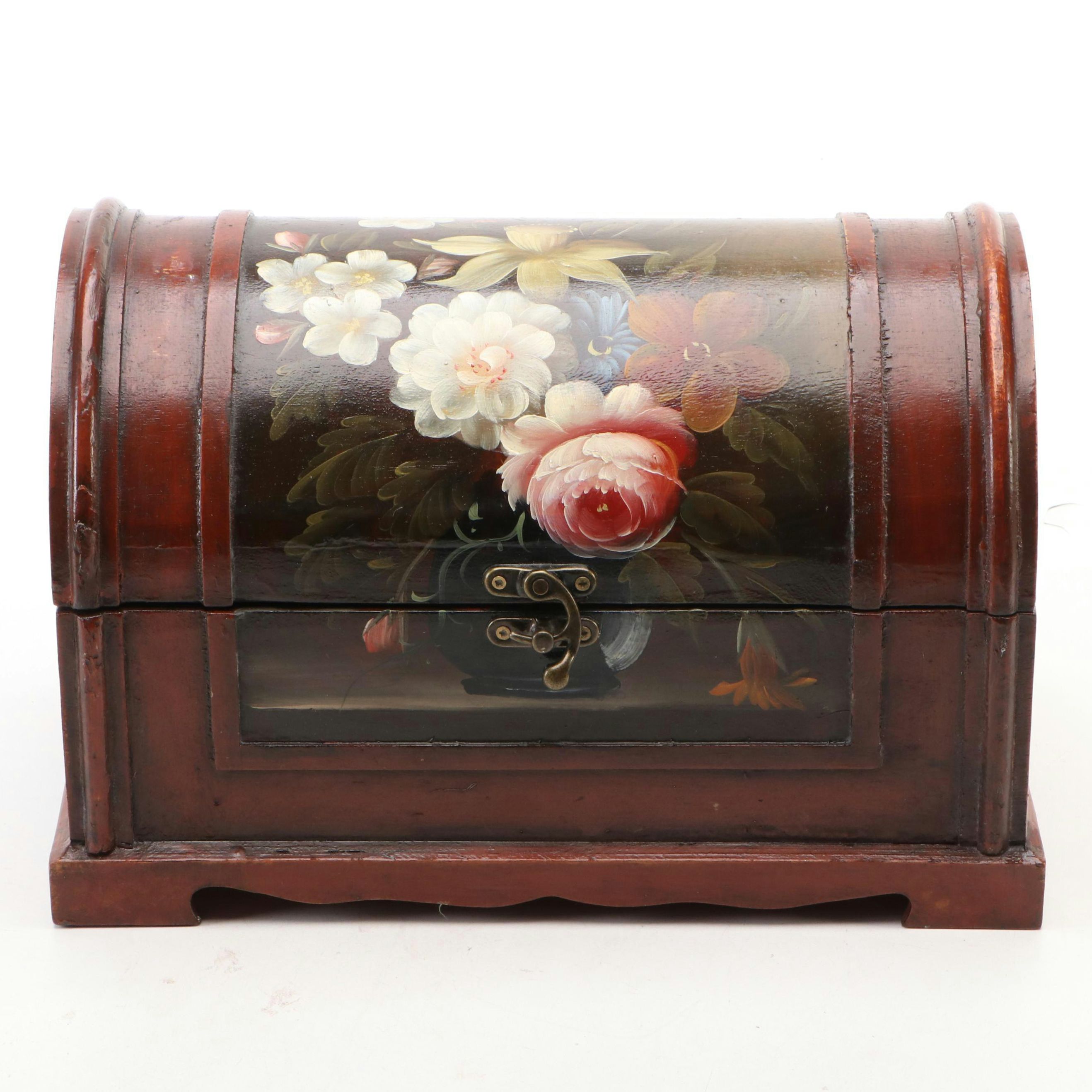 Victorian Style Painted Dome Top Wooden Box