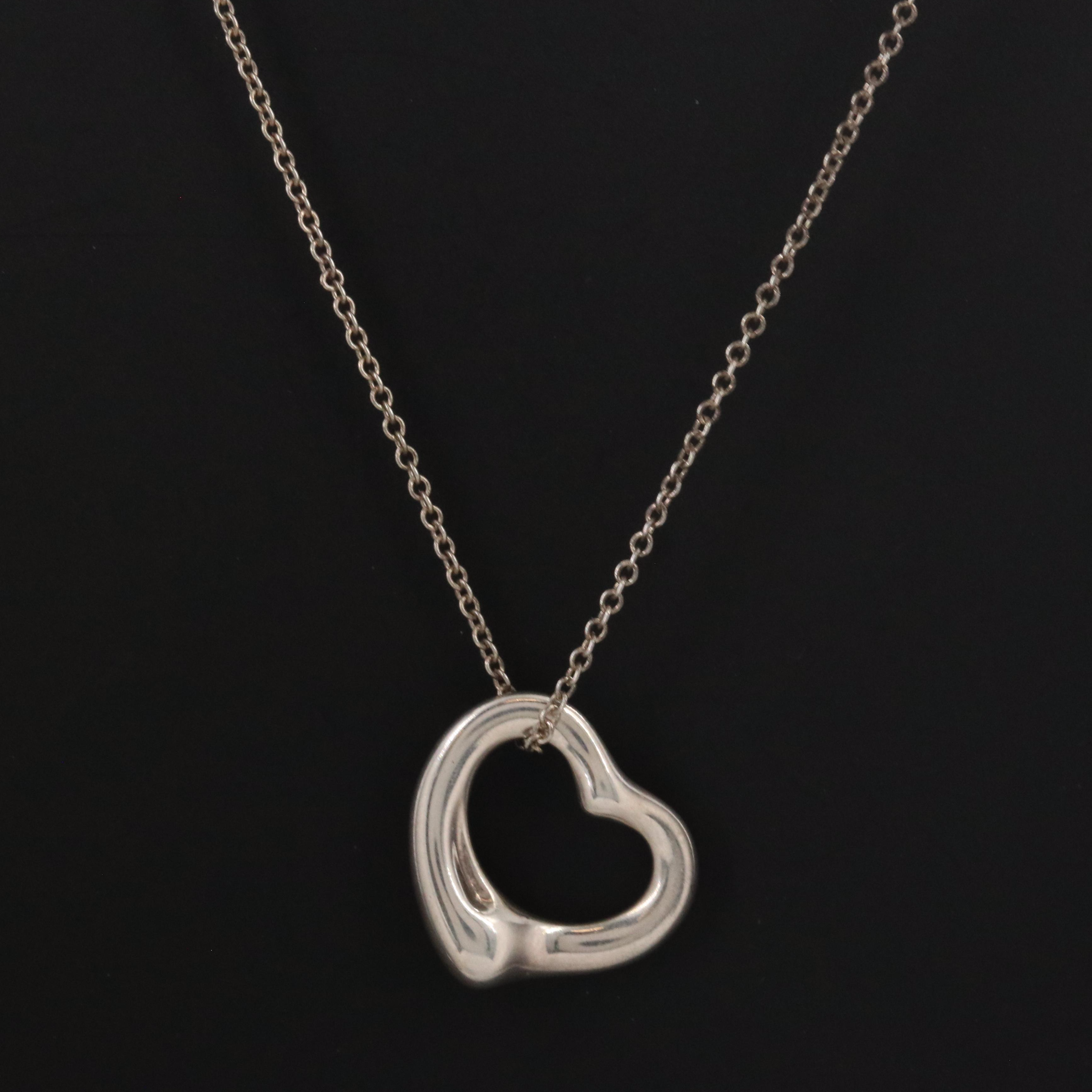 Elsa Peretti for Tiffany & Co. Open Heart Sterling Pendant Necklace