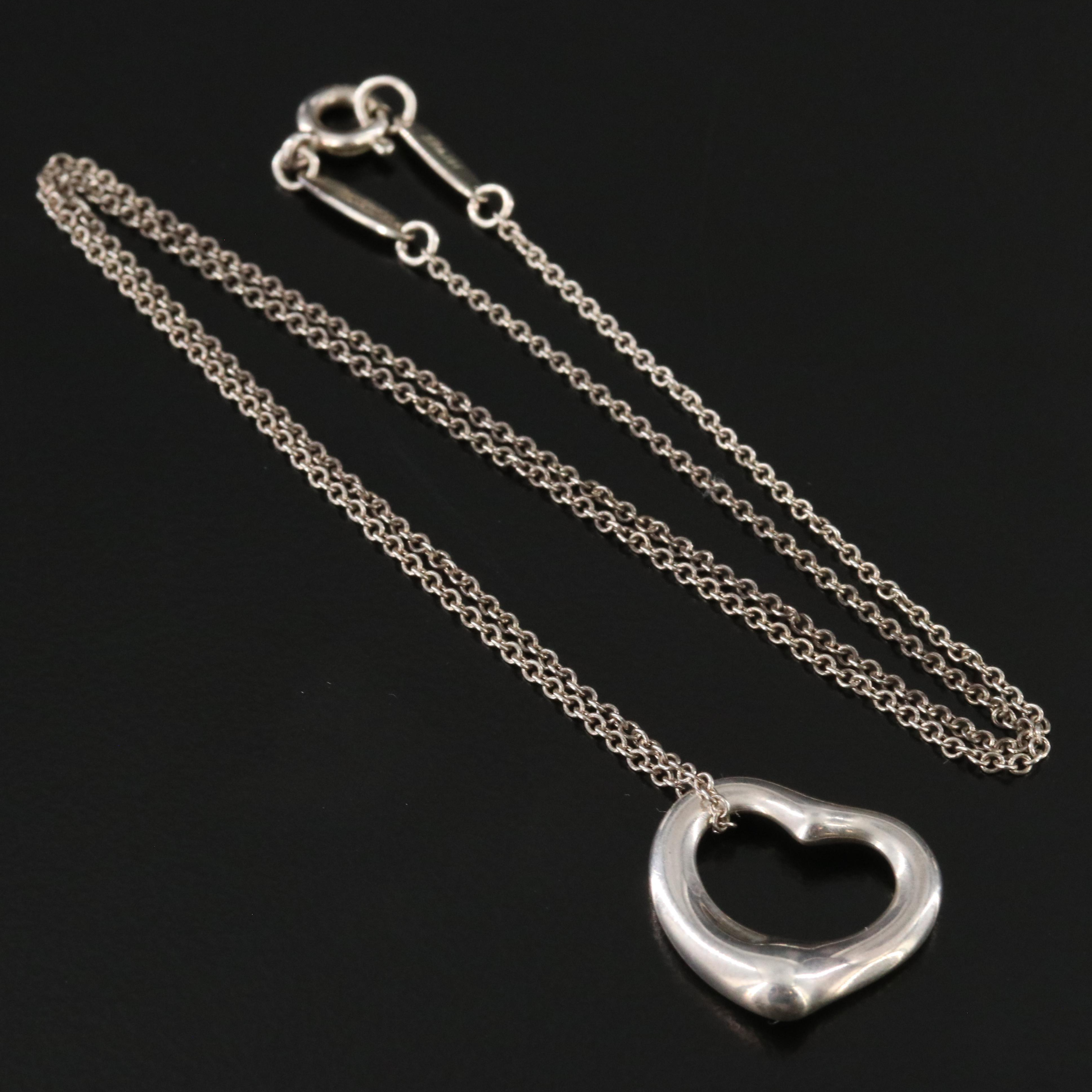 Elsa Peretti for Tiffany & Co. Open Heart Sterling Pendant Necklace