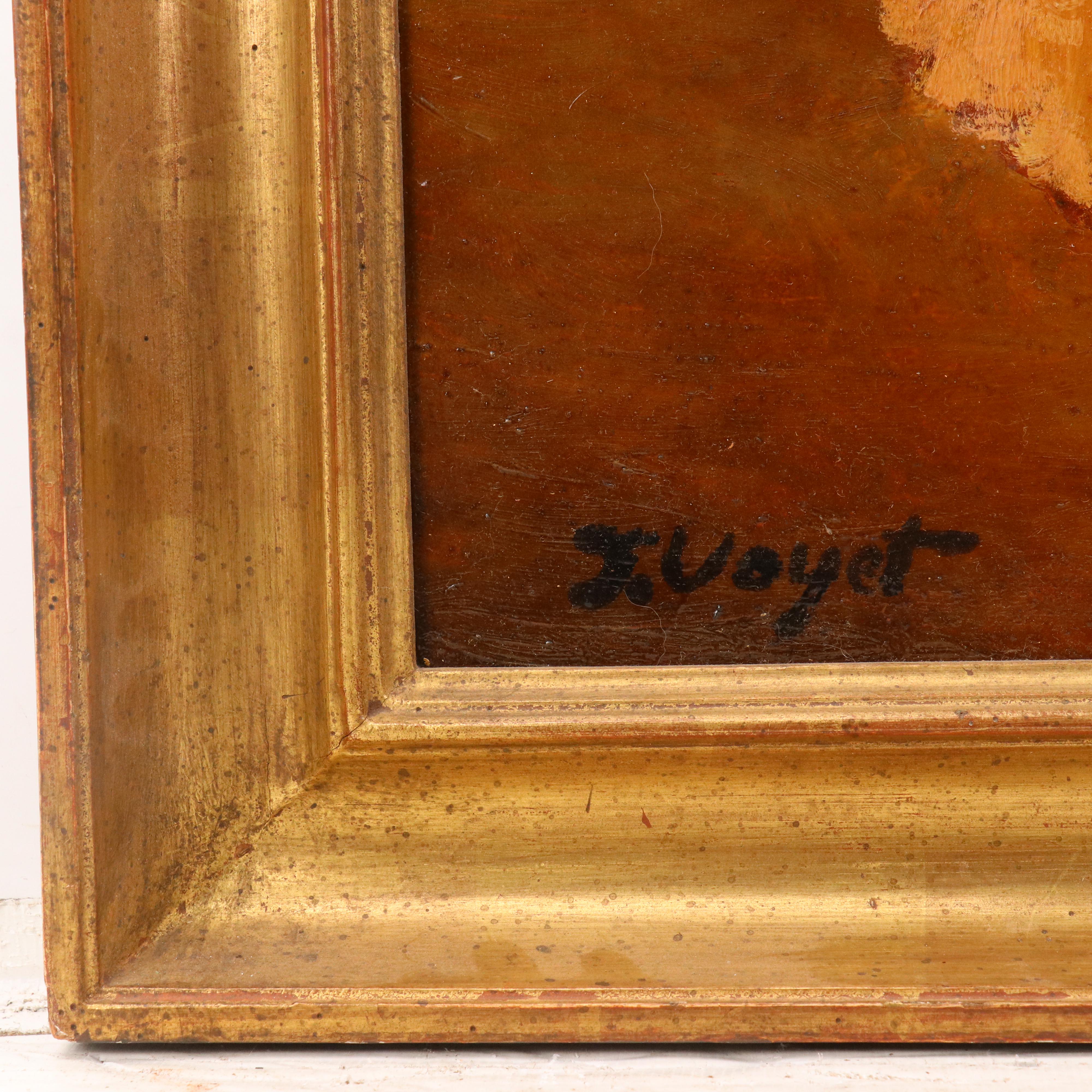 Jacques Voyet Portrait Oil Painting "Le Mariage," Circa 1970