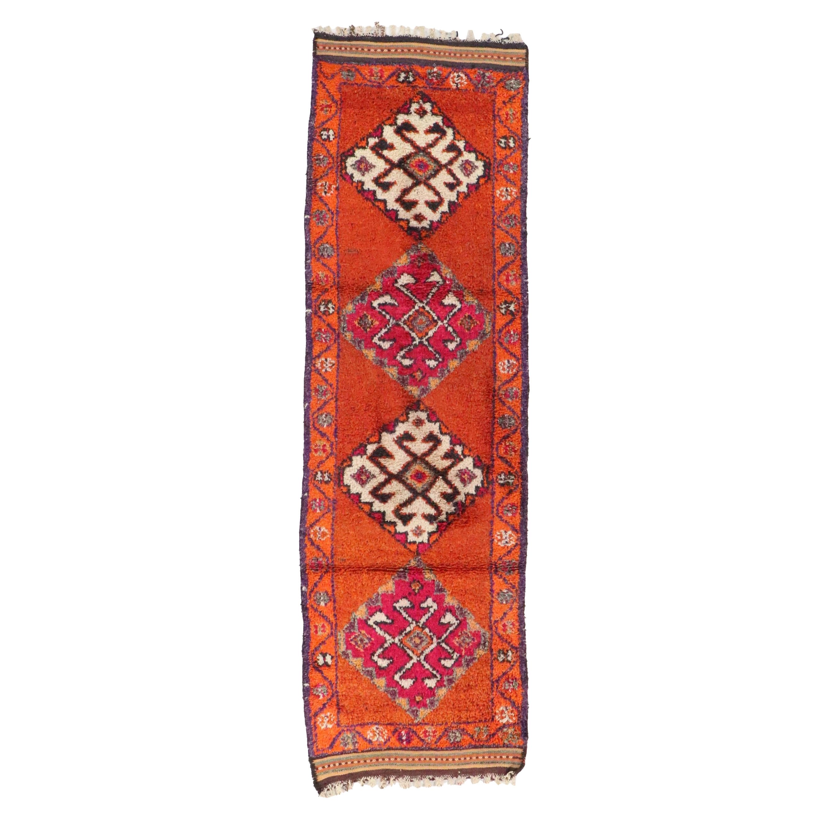 3'3 x 11'3 Hand-Knotted Moroccan Berber Carpet Runner Long Rug