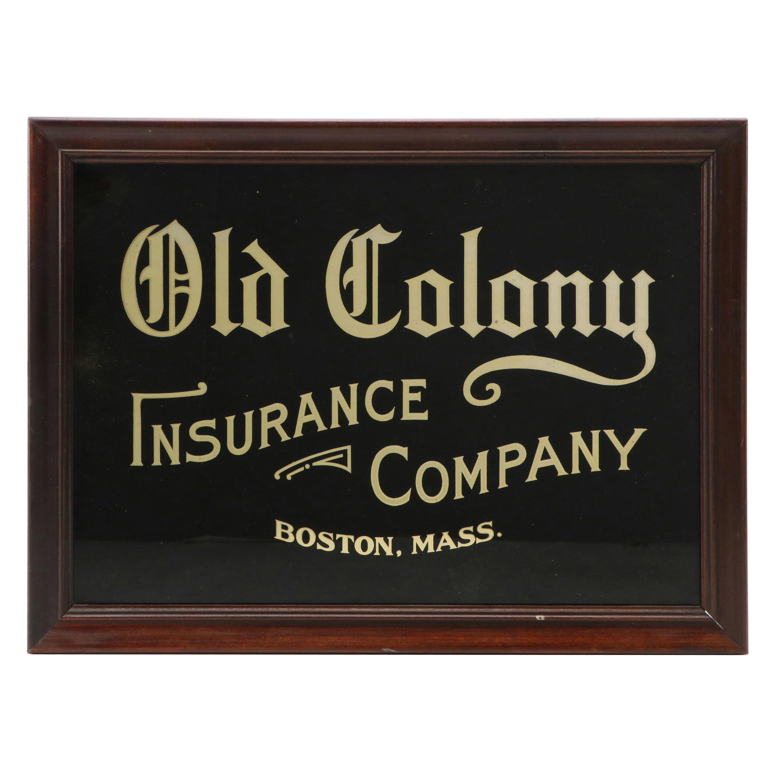 Old Colony Insurance Company Advertisement Sign, Early to Mid-20th Century