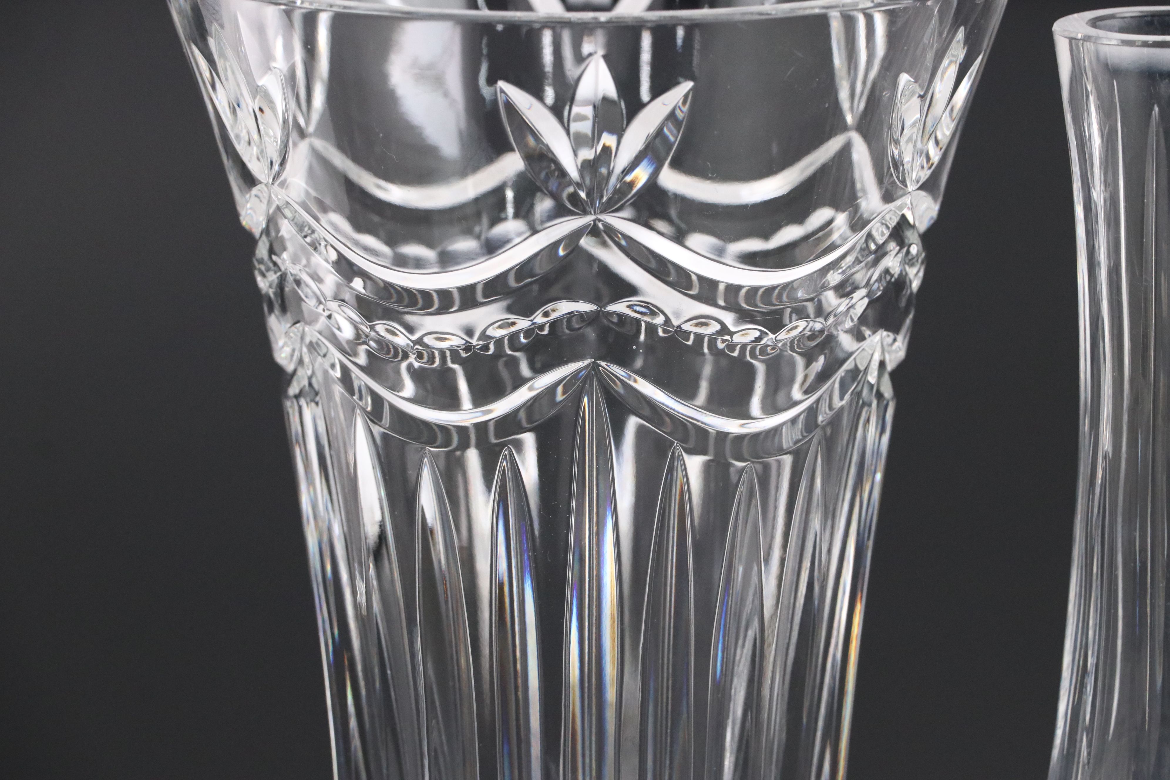 Fifth Avenue "Fairmont" Crystal Vase and Waterford "Lismore" Candlesticks