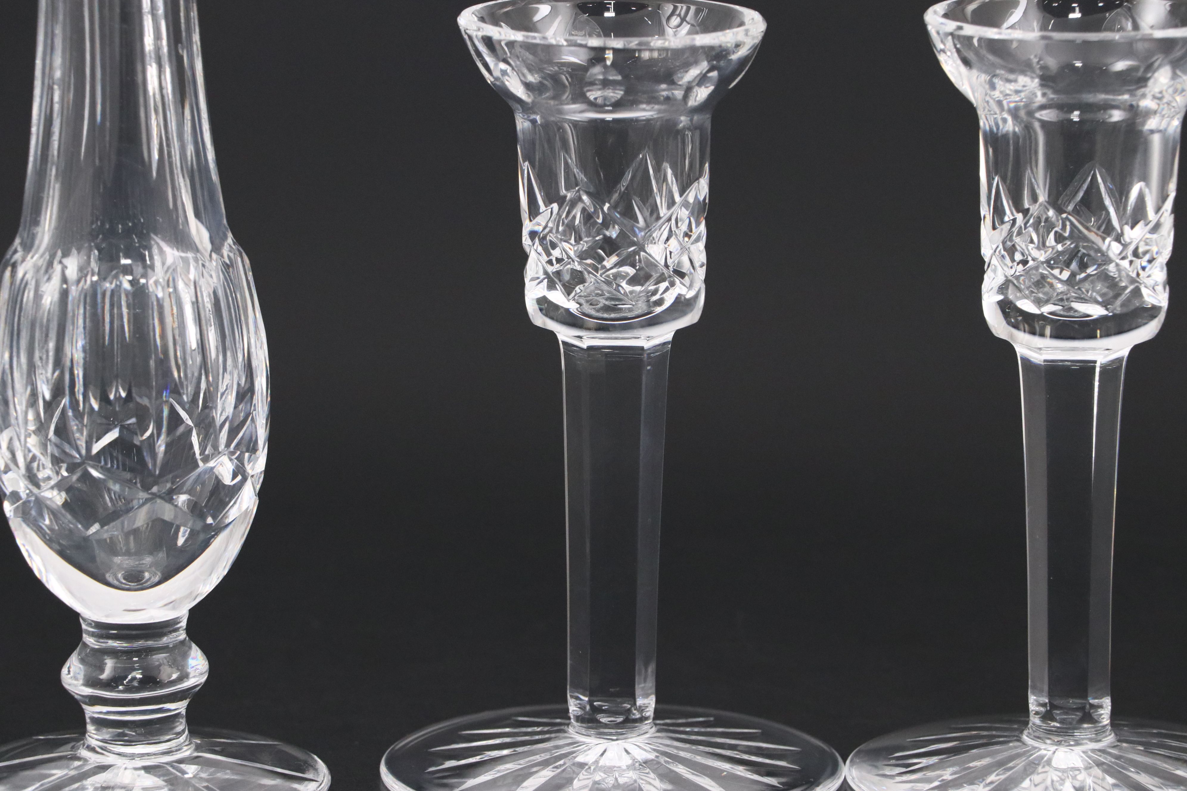 Fifth Avenue "Fairmont" Crystal Vase and Waterford "Lismore" Candlesticks