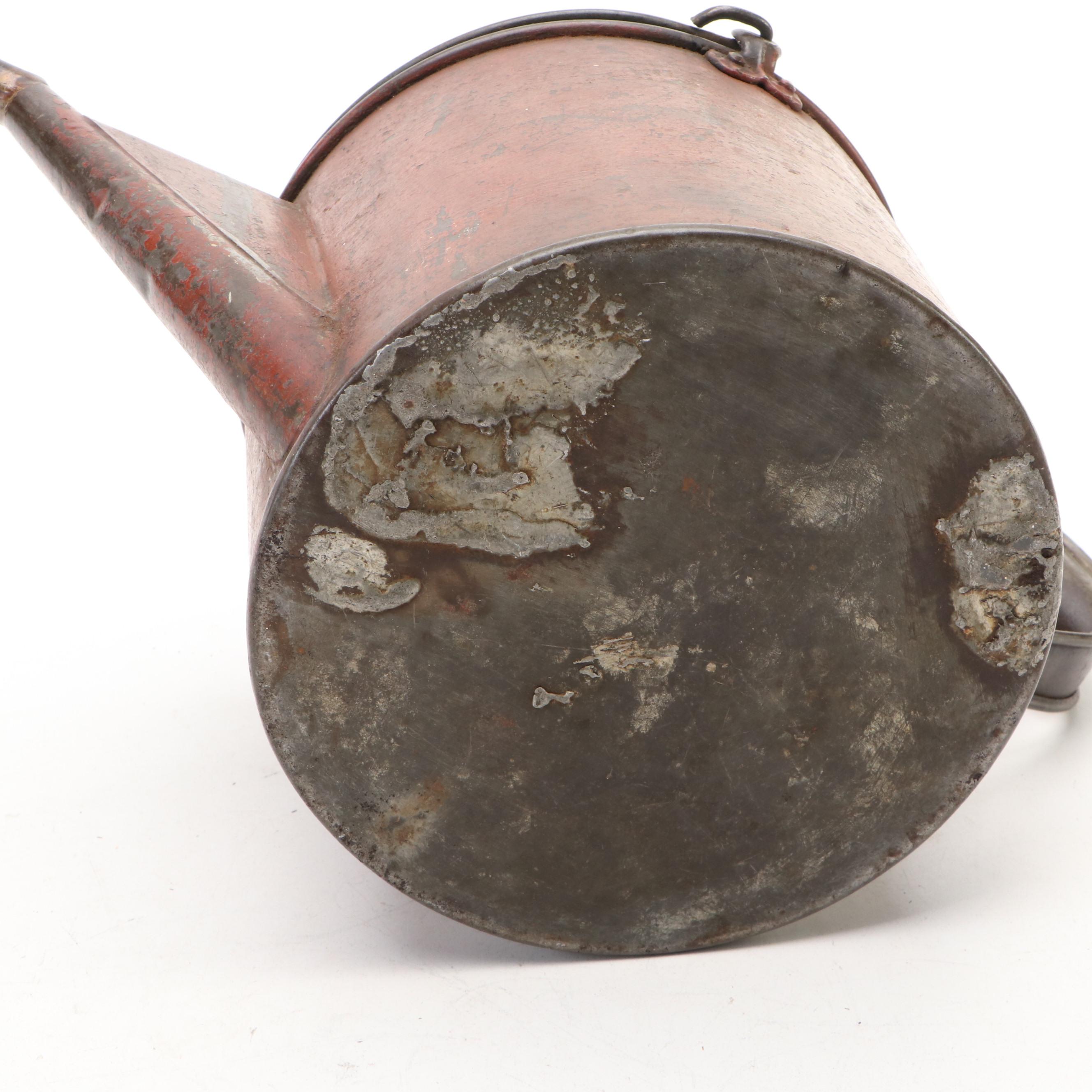 Copper Rolled Rim Funnel with Swingspout Oil Can and Other