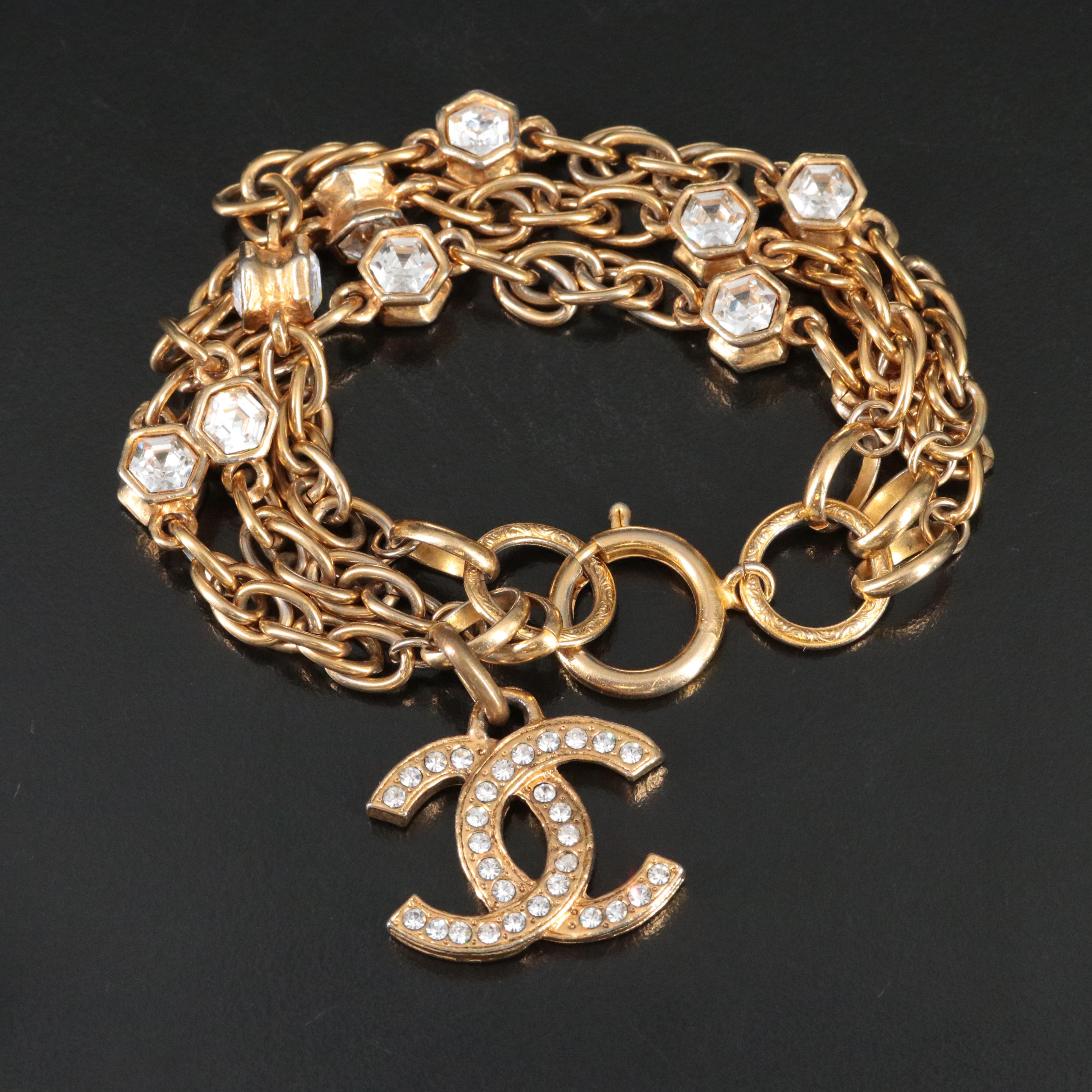 Chanel CC Glass Crystal Bracelet Vintage