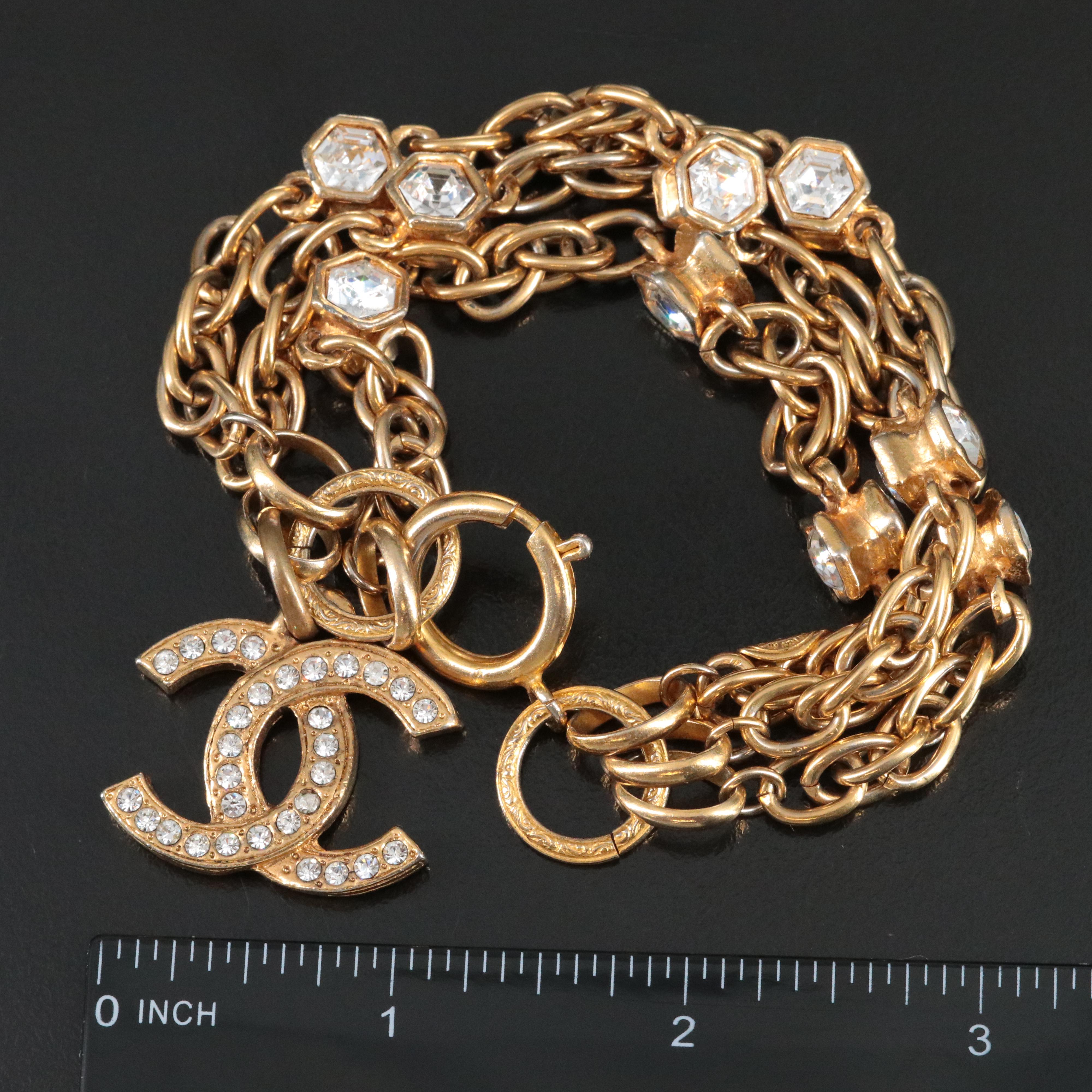 Chanel CC Glass Crystal Bracelet Vintage