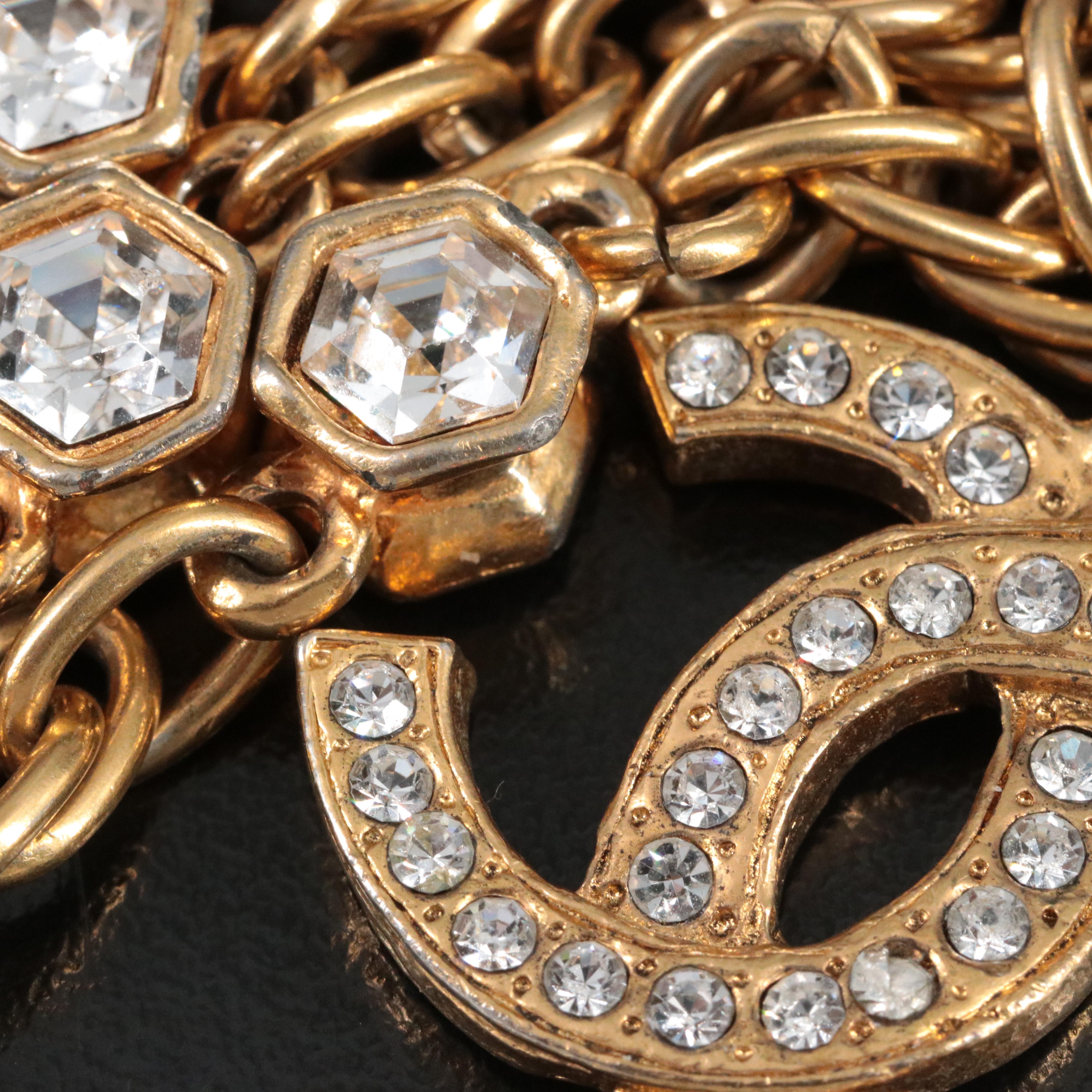 Chanel CC Glass Crystal Bracelet Vintage