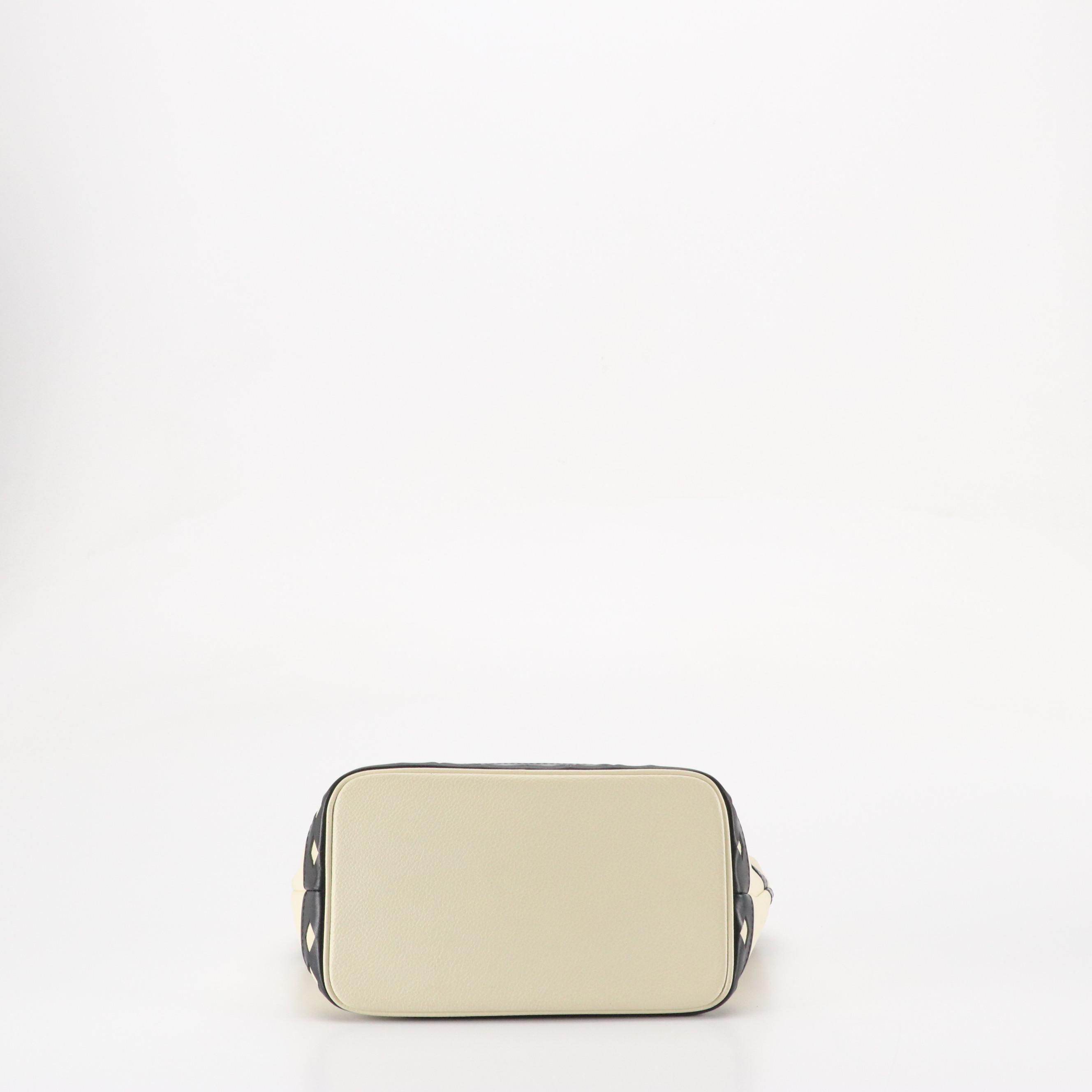 Yves Saint Laurent Hobo Bucket Bag in Ivory Leather with Diamond Cut-Out Trim