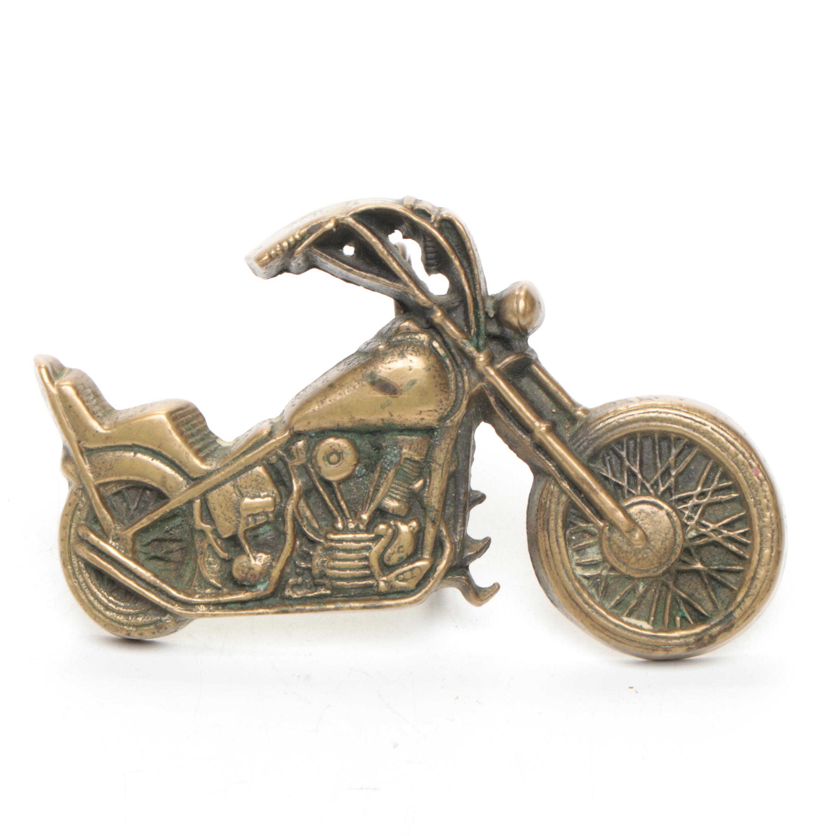 Baron Belt Buckles Brass Chopper Bike Belt Buckle, Late 20th C.