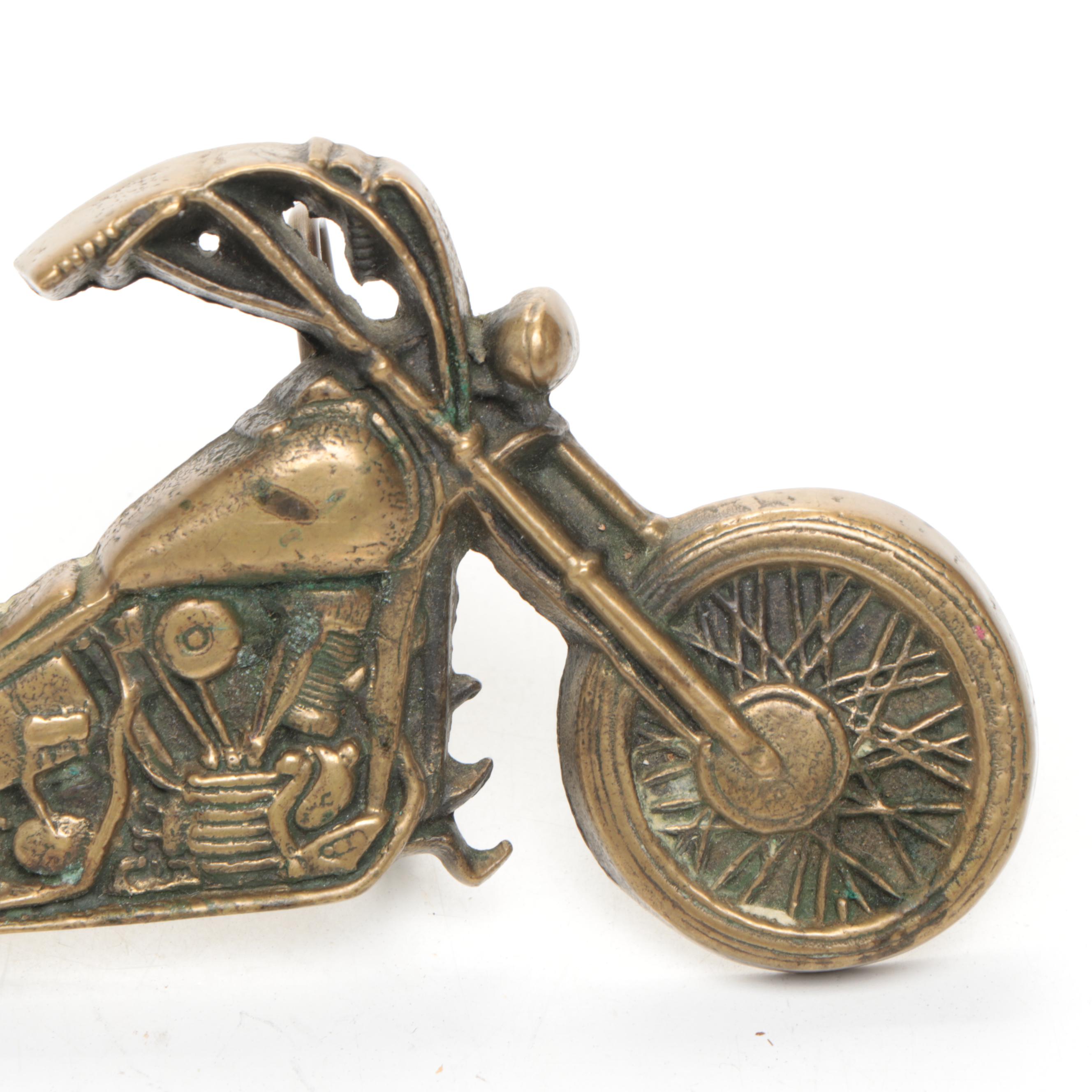 Baron Belt Buckles Brass Chopper Bike Belt Buckle, Late 20th C.