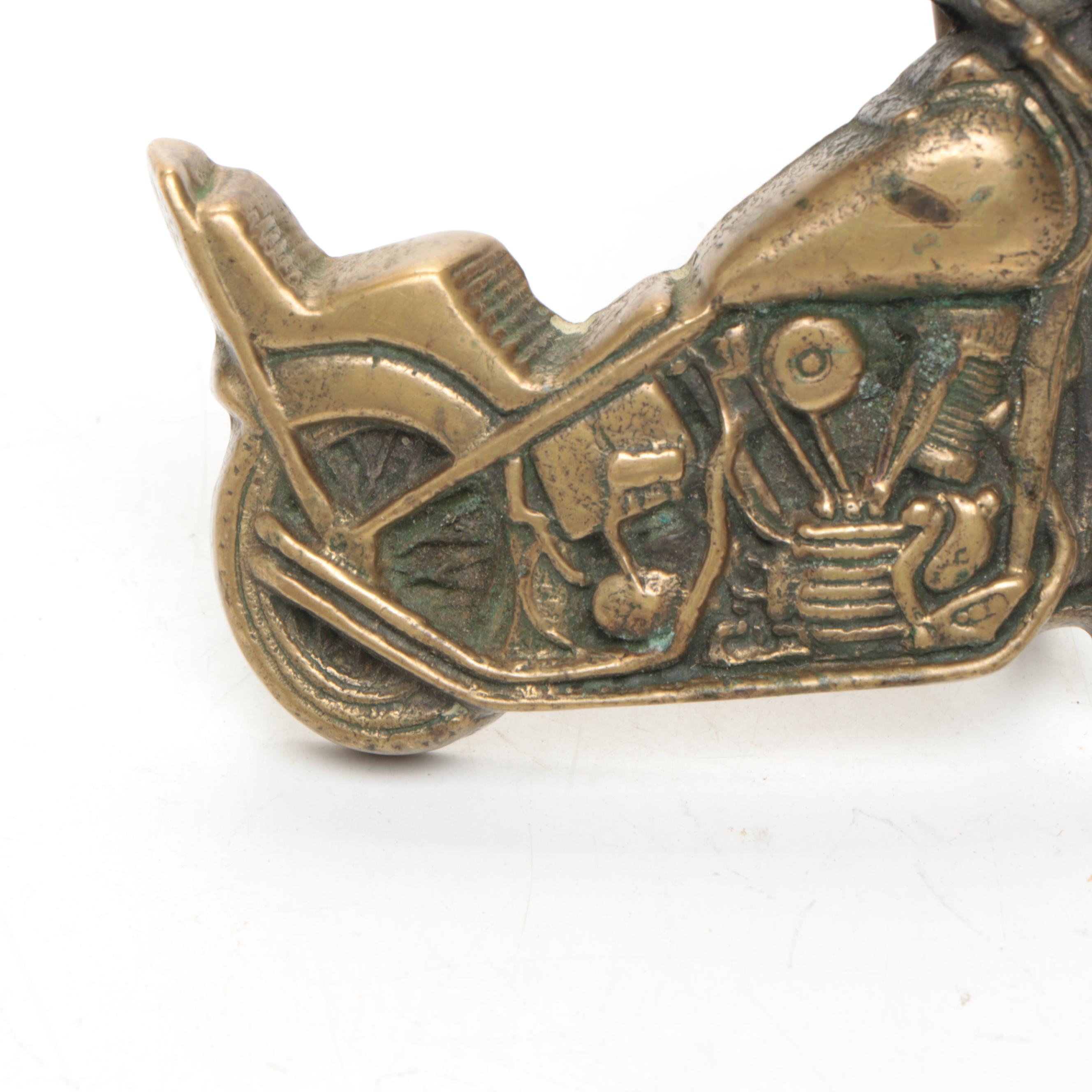 Baron Belt Buckles Brass Chopper Bike Belt Buckle, Late 20th C.