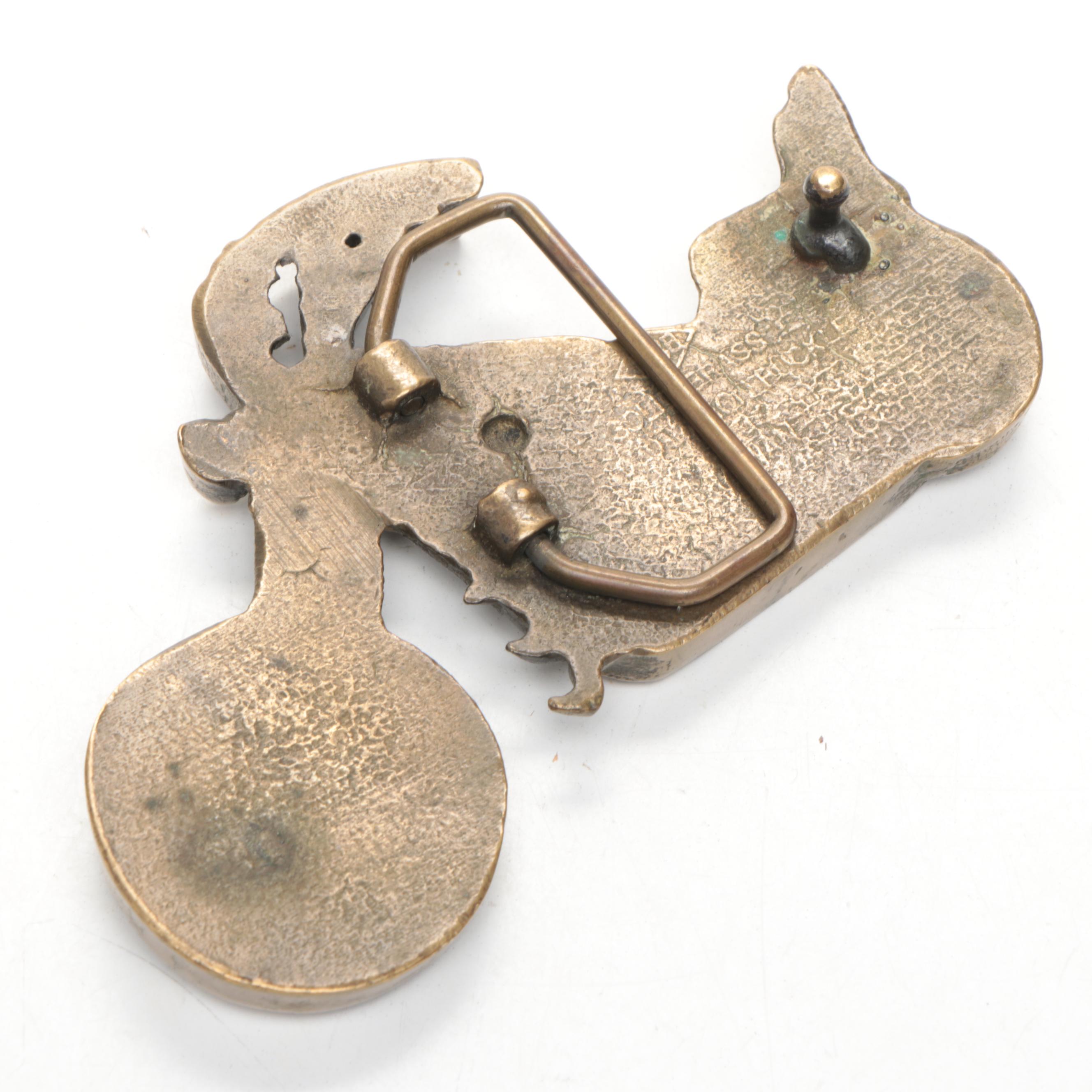 Baron Belt Buckles Brass Chopper Bike Belt Buckle, Late 20th C.