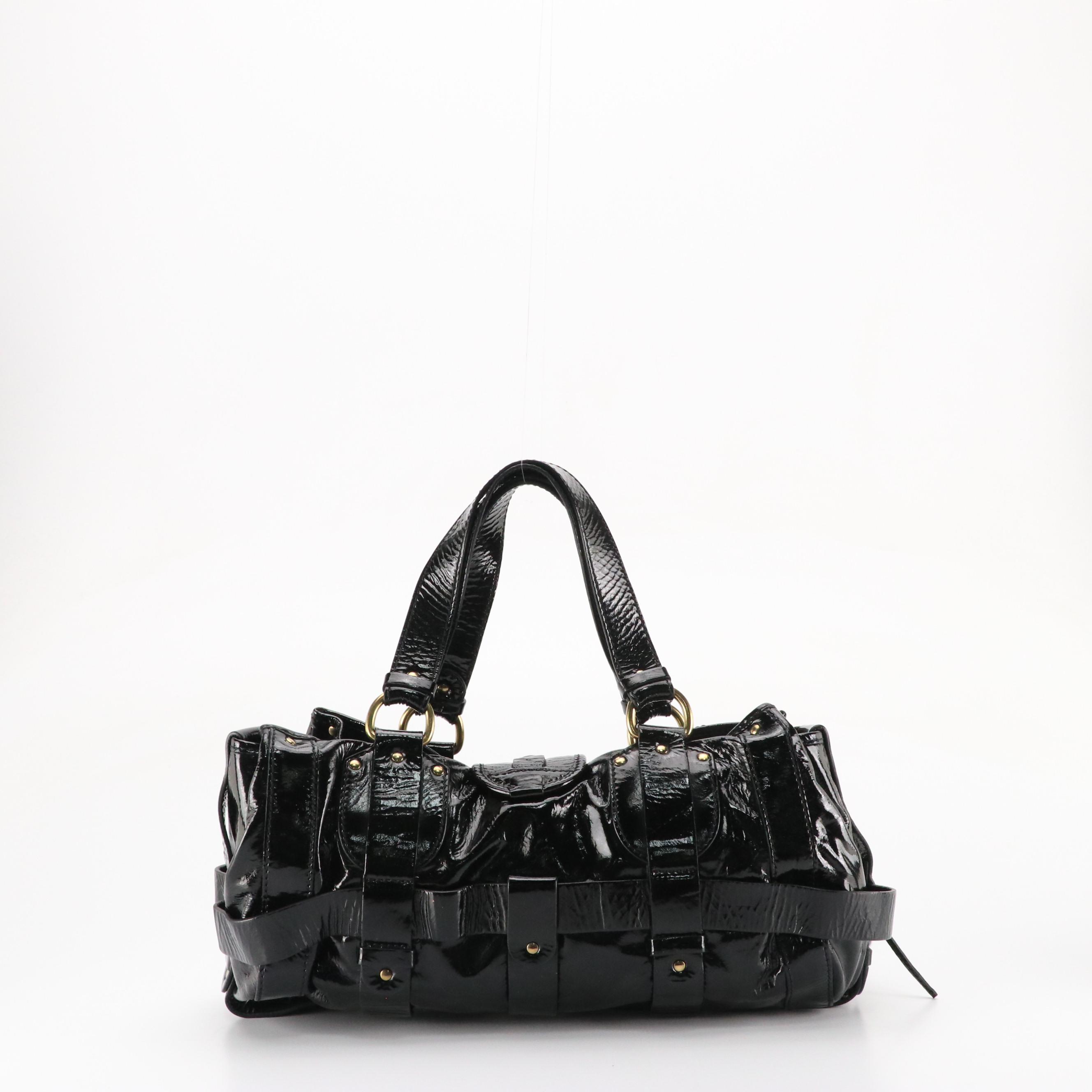Chloé Kerala Handbag in Shiny Black Crinkled Patent Leather
