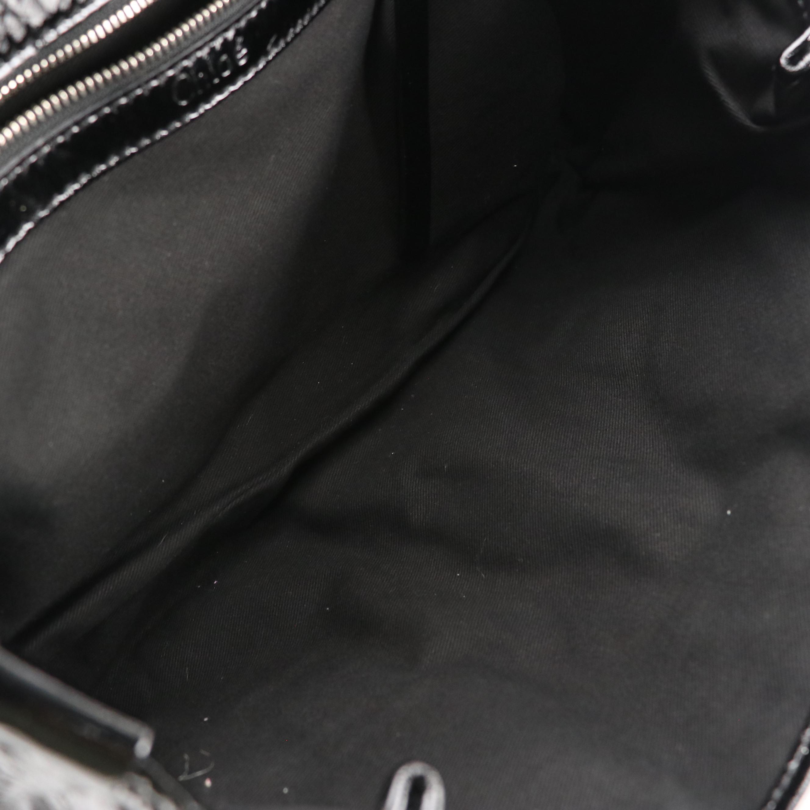 Chloé Kerala Handbag in Shiny Black Crinkled Patent Leather