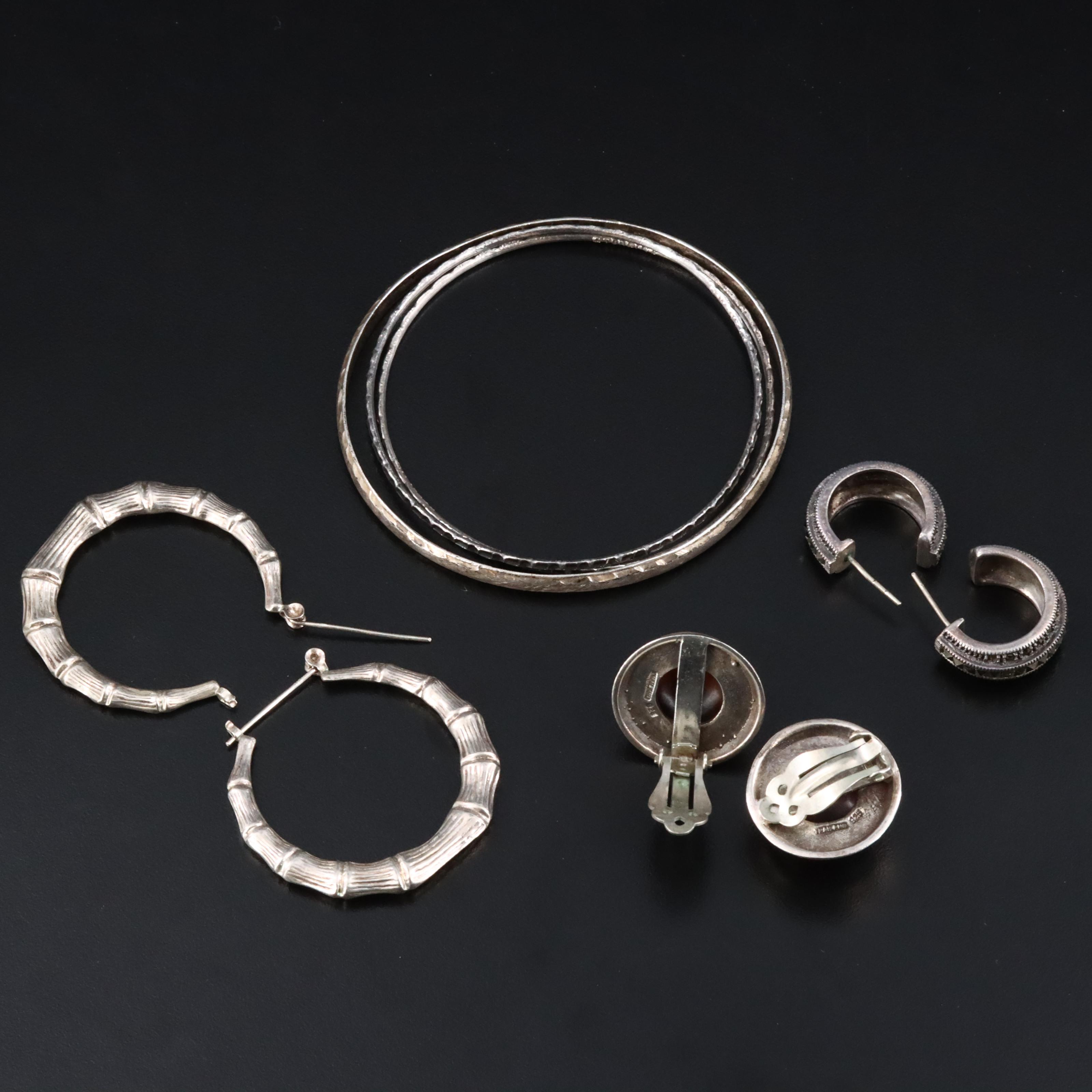 Judith Jack and Faux Tortoise Shell Featured in Sterling Earrings and Bangles