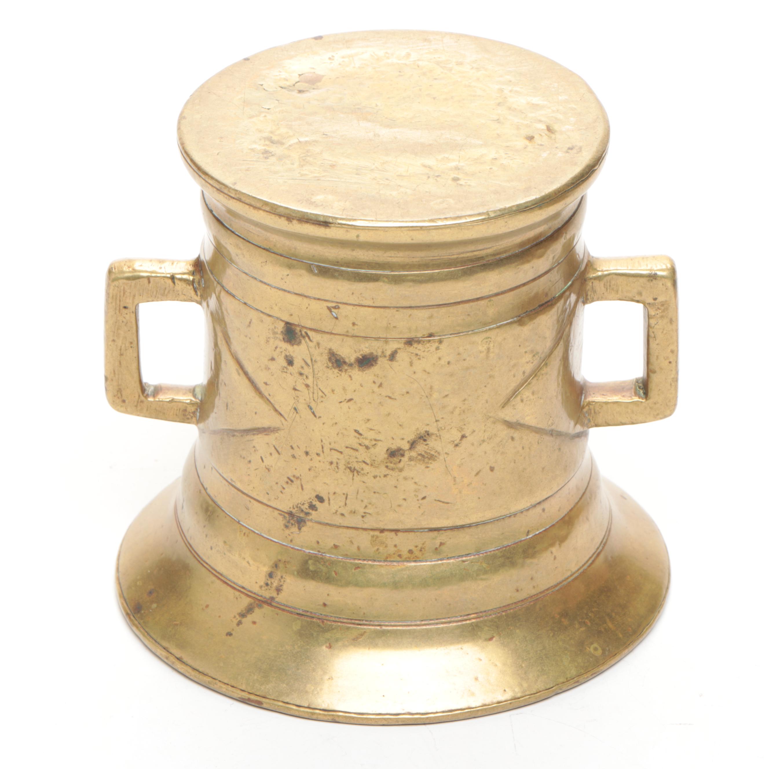 A. M. C. New York Etched Brass Lidded Box with Other Brass and Metal Décor