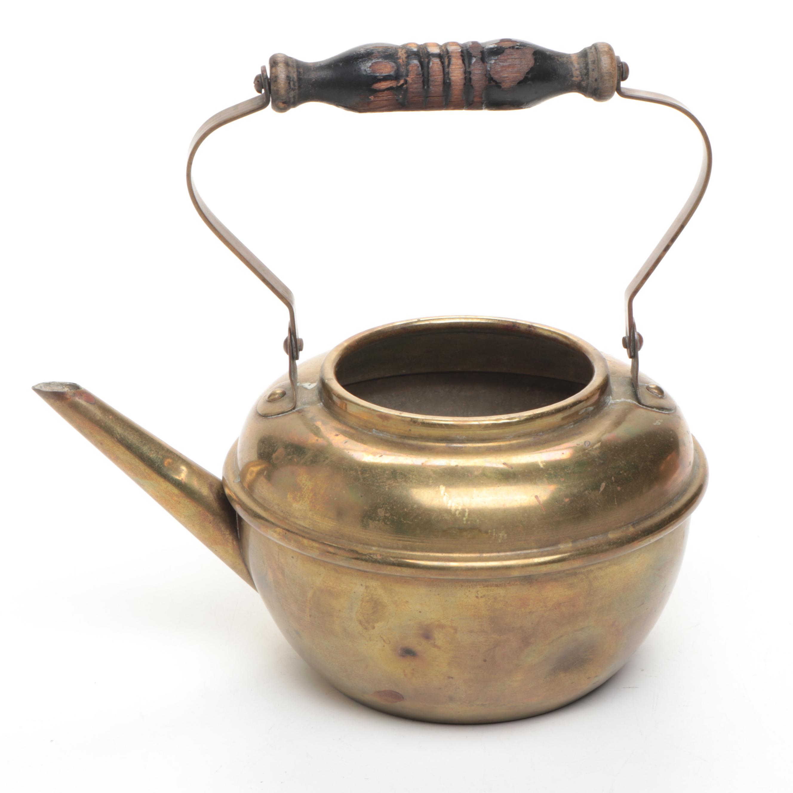 A. M. C. New York Etched Brass Lidded Box with Other Brass and Metal Décor