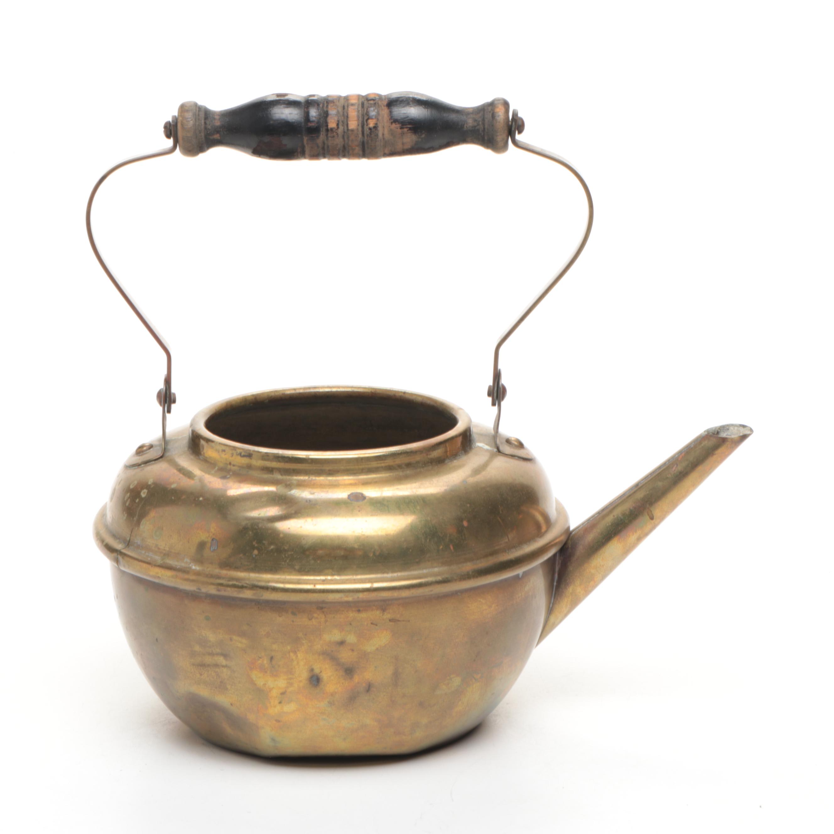 A. M. C. New York Etched Brass Lidded Box with Other Brass and Metal Décor