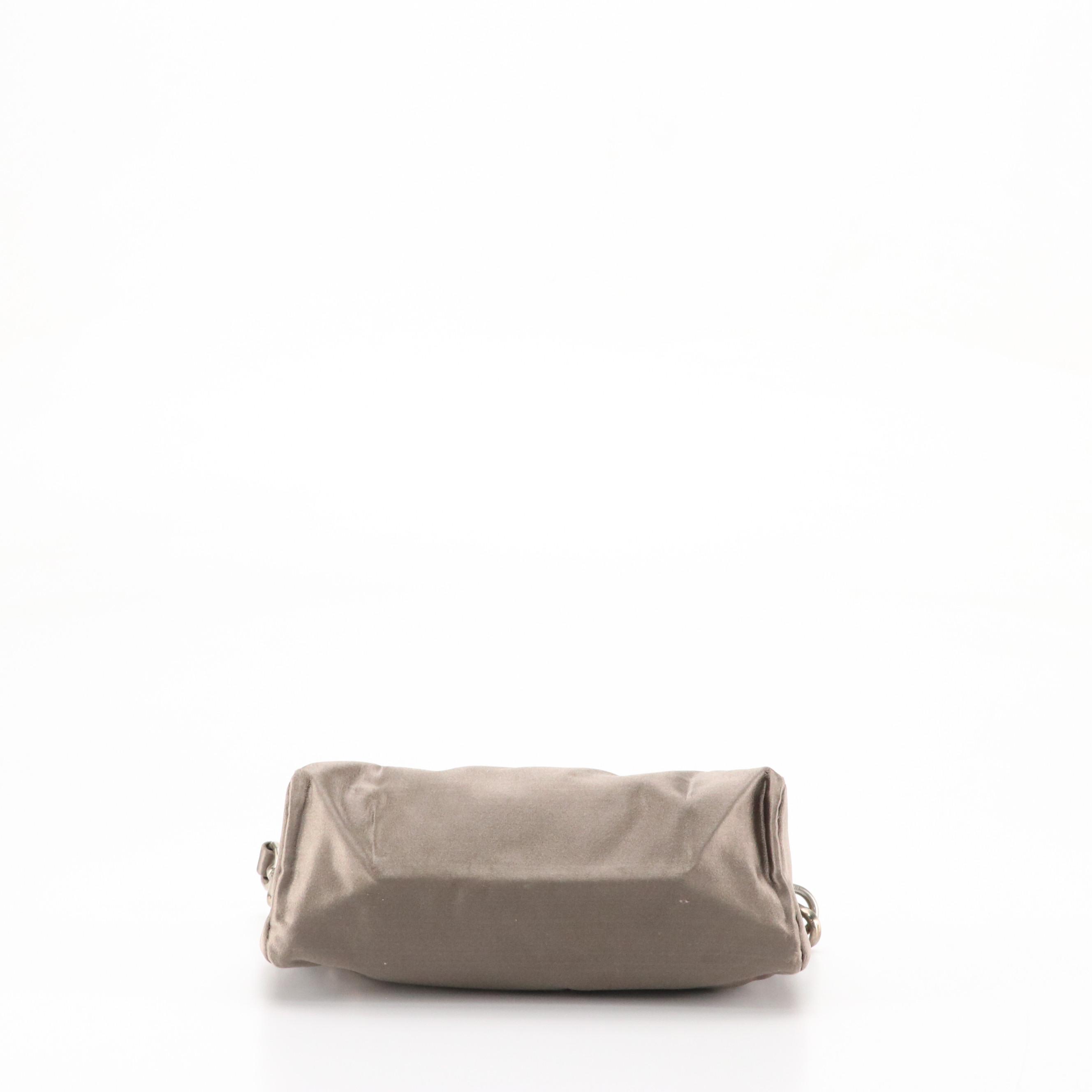 Prada Zippered Mini Bag in Cool Grey Satin