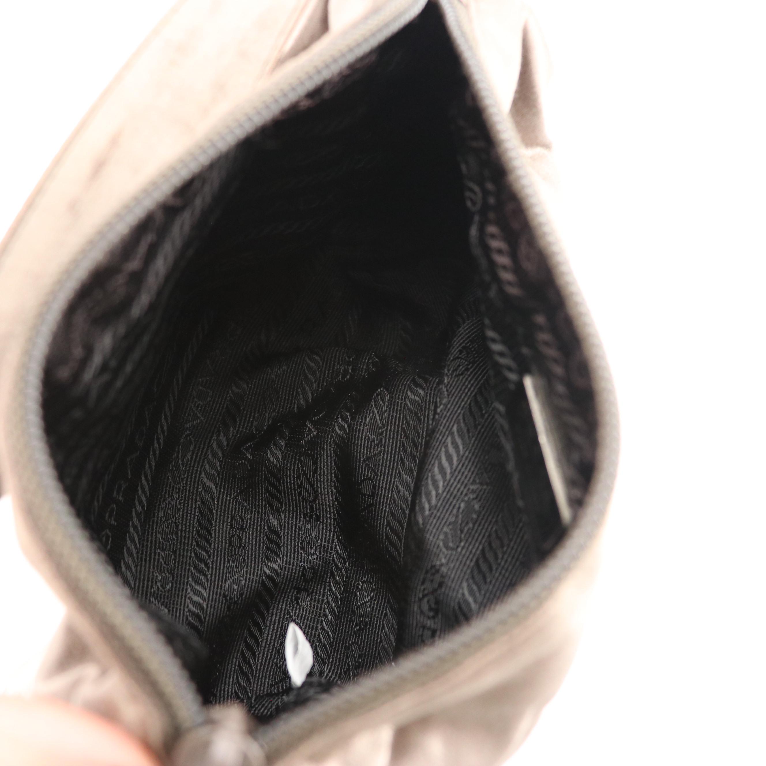 Prada Zippered Mini Bag in Cool Grey Satin