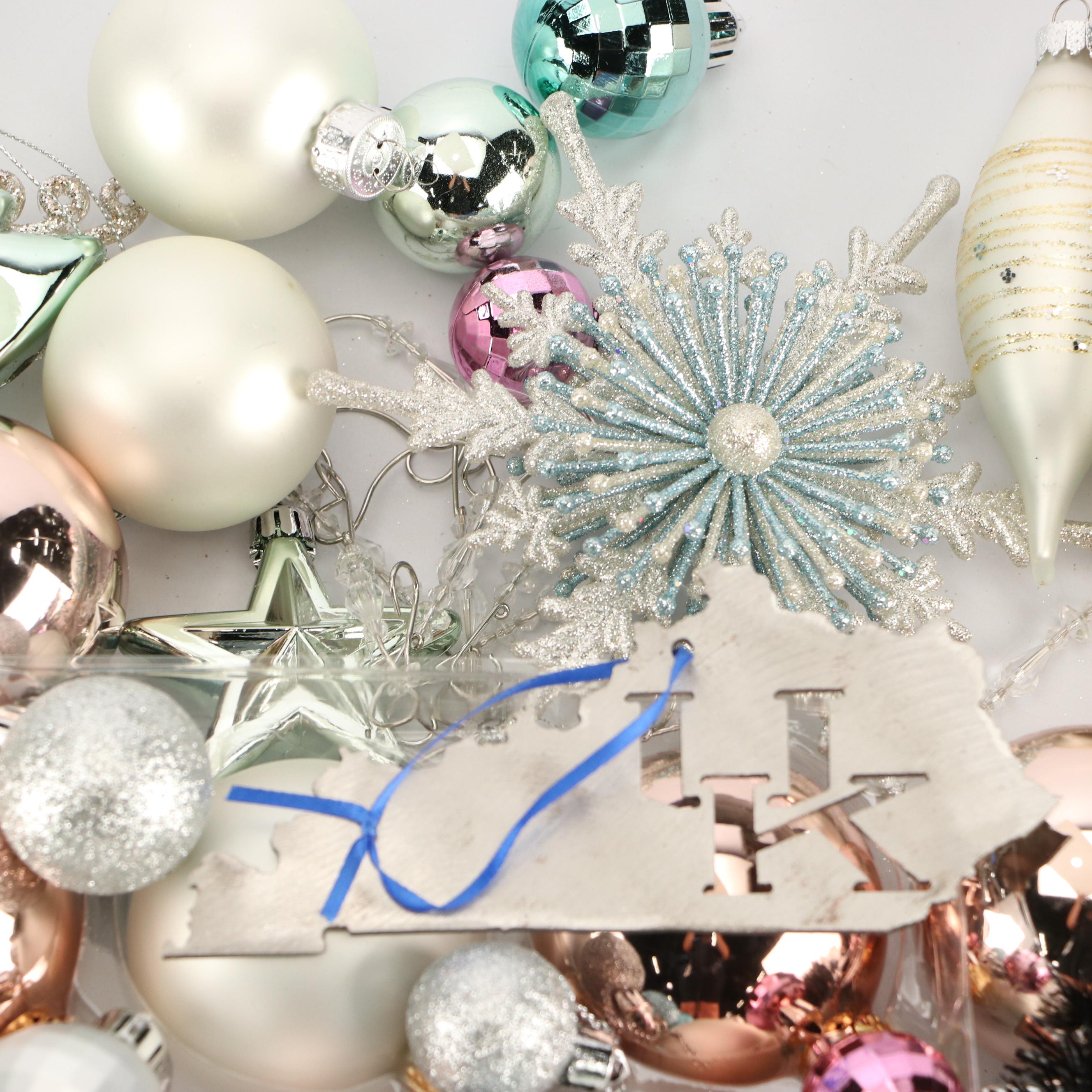 Silvered Glass and Other Christmas Ornaments