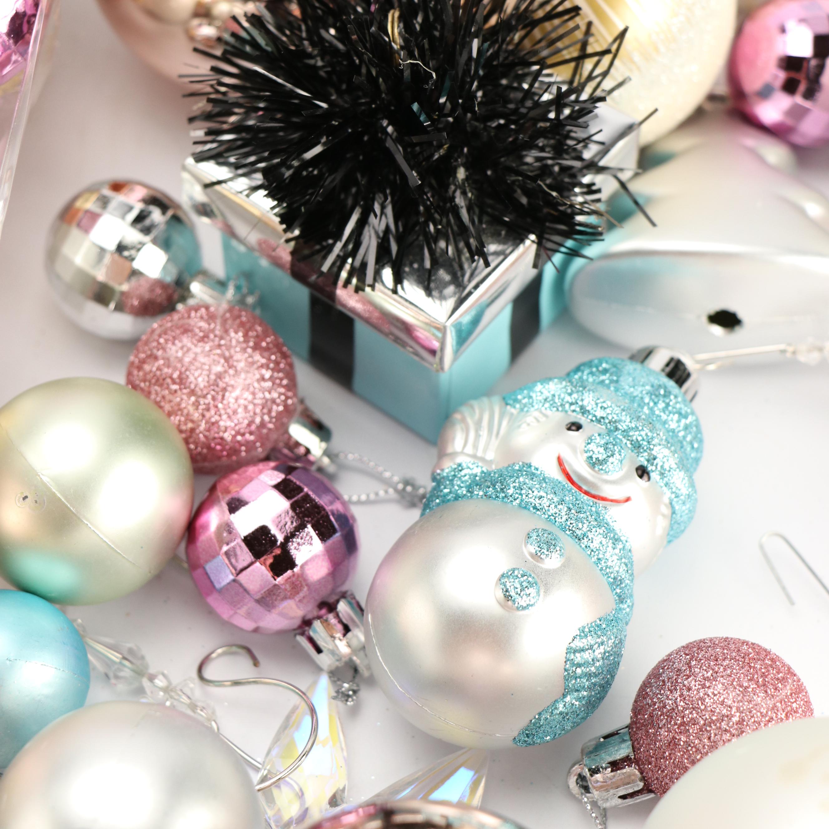 Silvered Glass and Other Christmas Ornaments