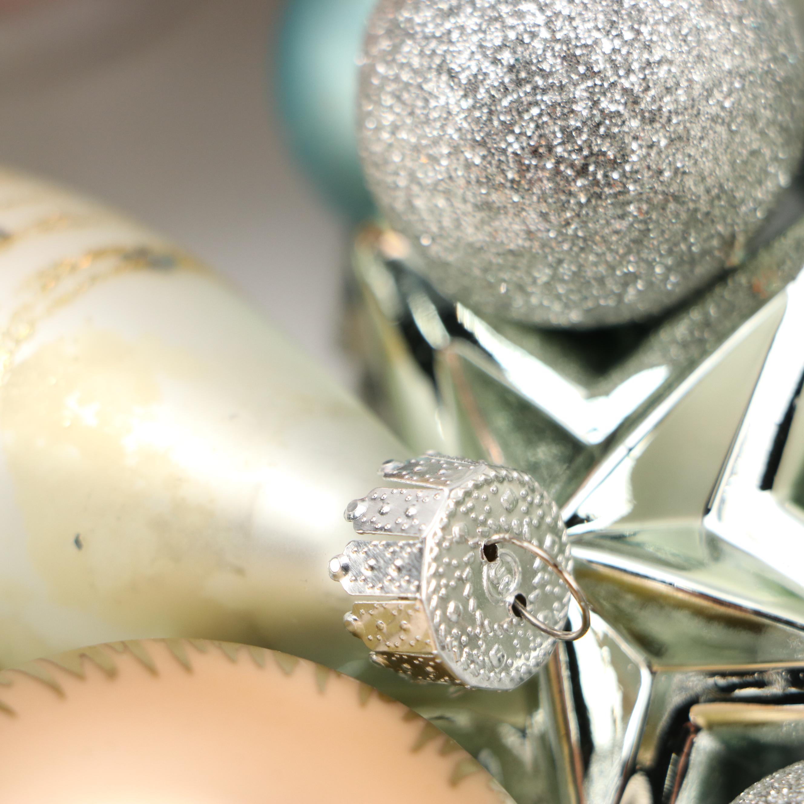 Silvered Glass and Other Christmas Ornaments