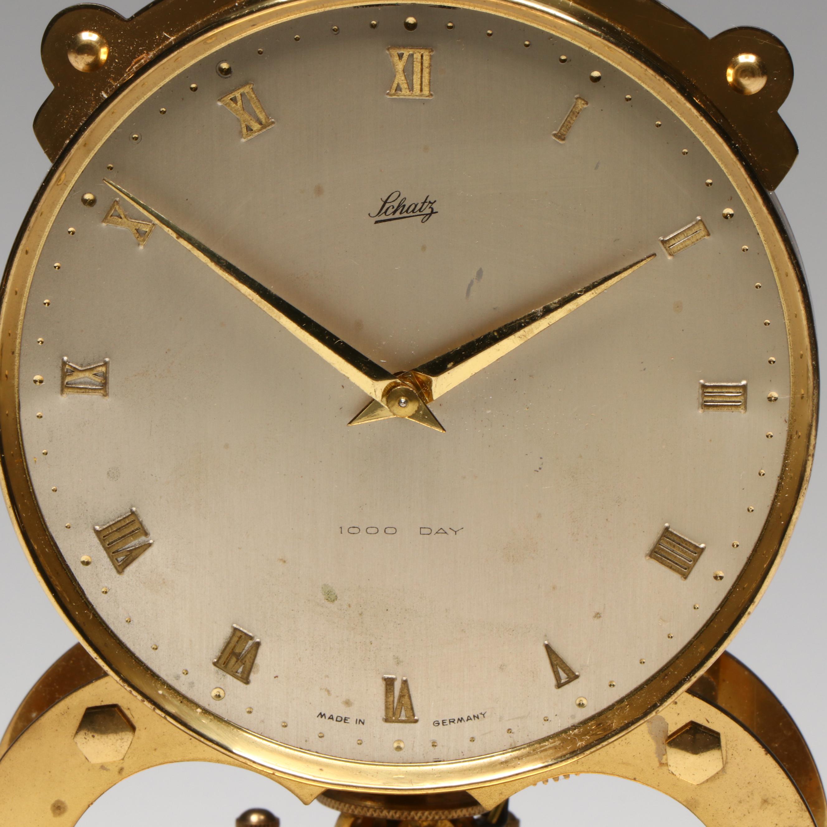 Schatz German Brass Anniversary Clock with Plastic Dome