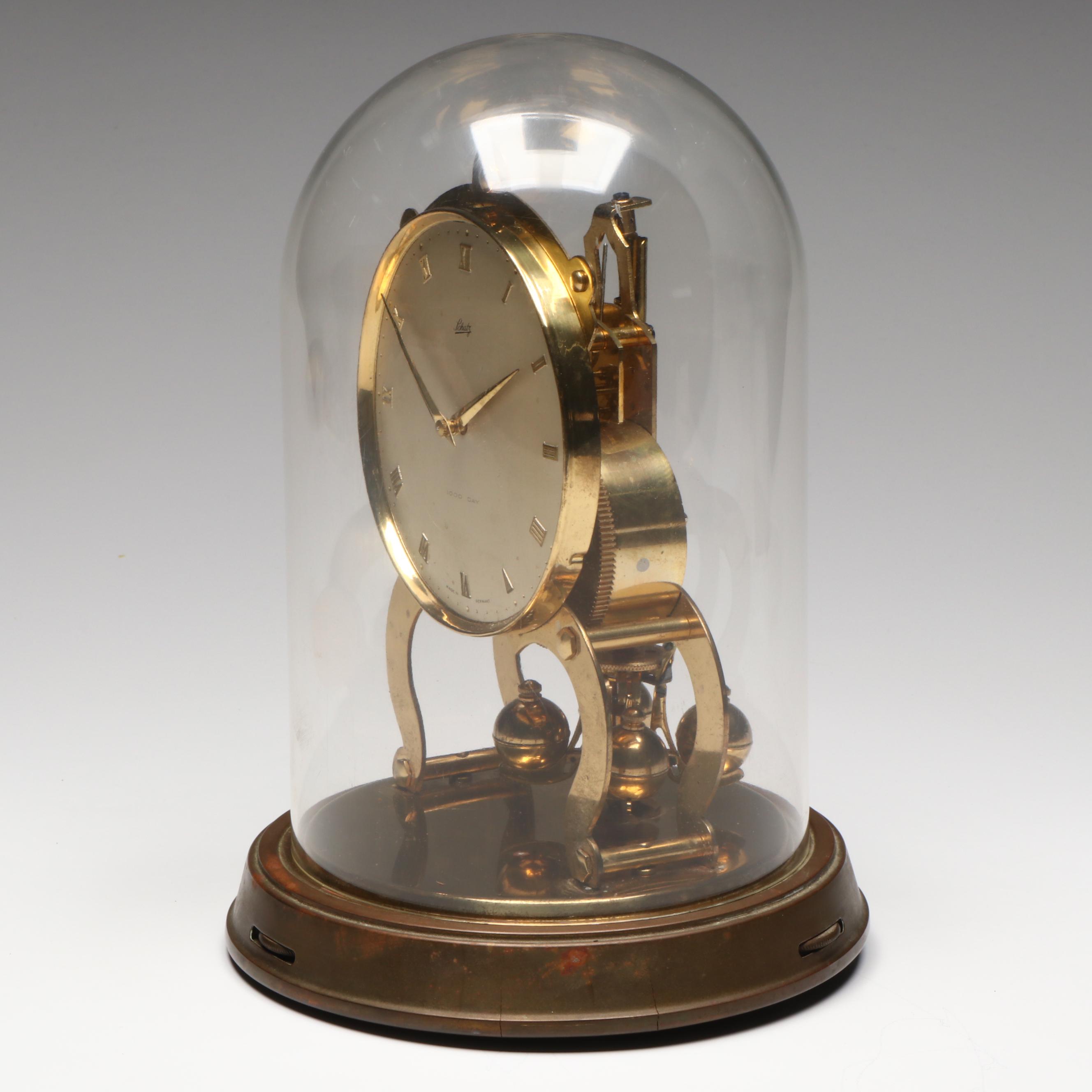 Schatz German Brass Anniversary Clock with Plastic Dome