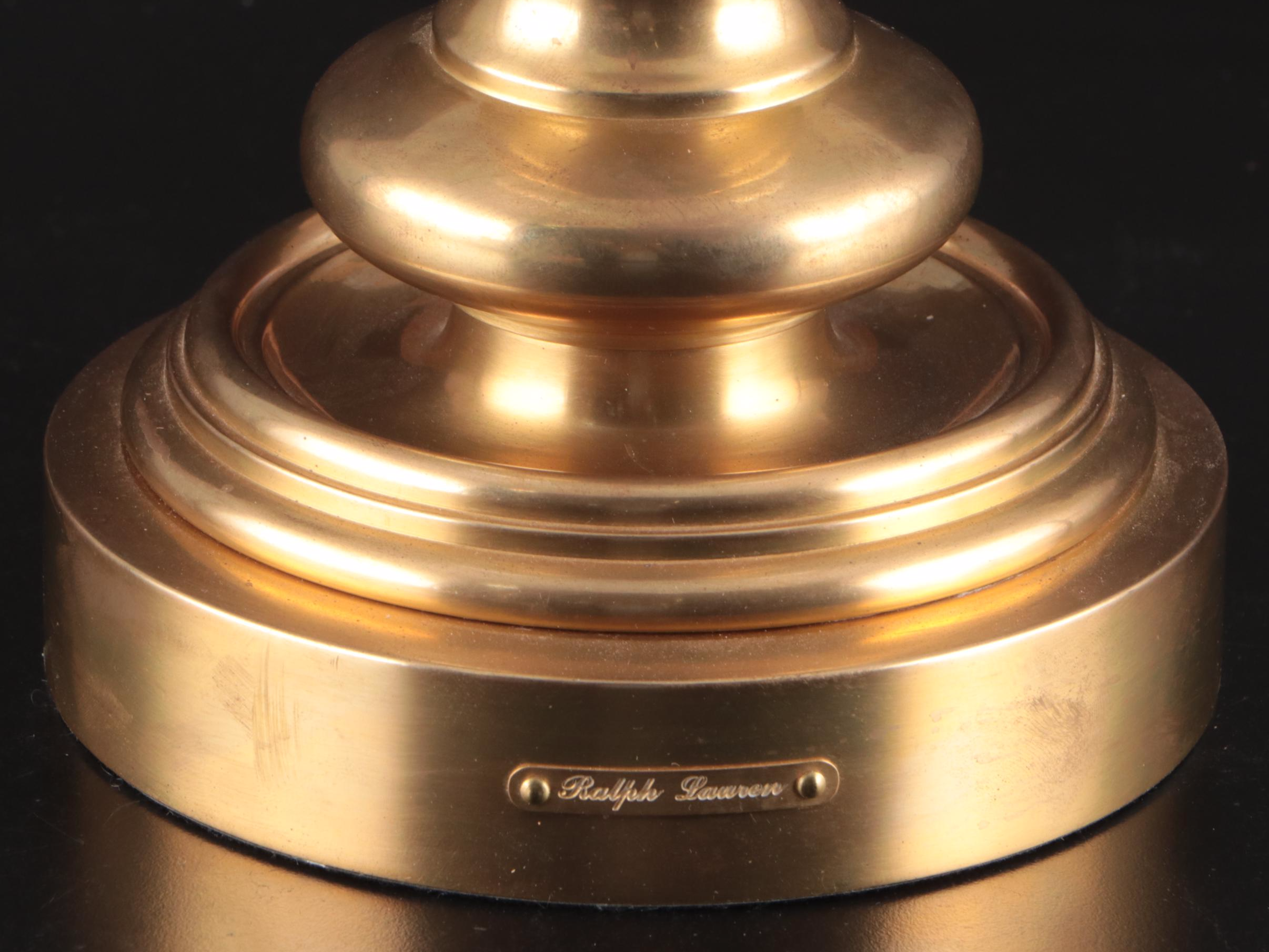 Ralph Lauren "Glen Plaid" Brass and Glass Hurricane Candlestick with Others