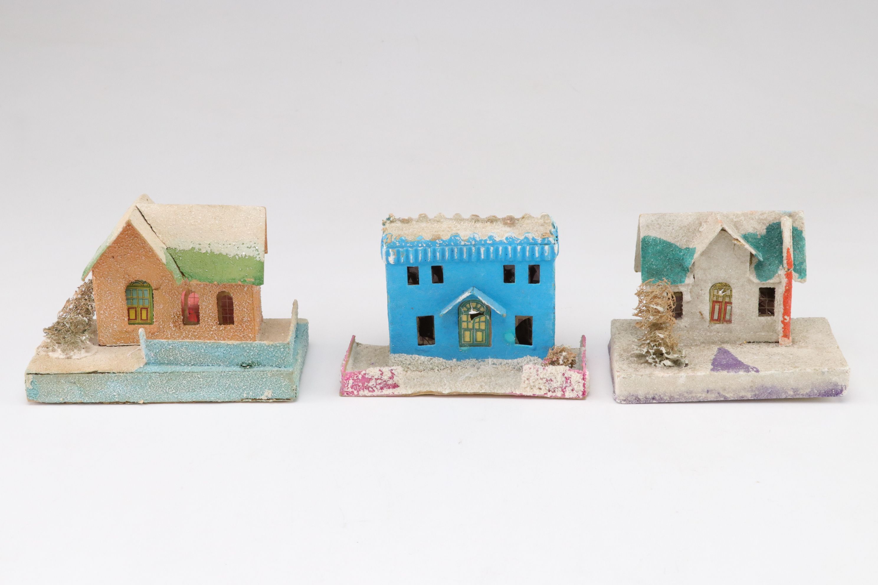 Japanese and Other Putz Christmas Village Houses, Mid-Late 20th C.