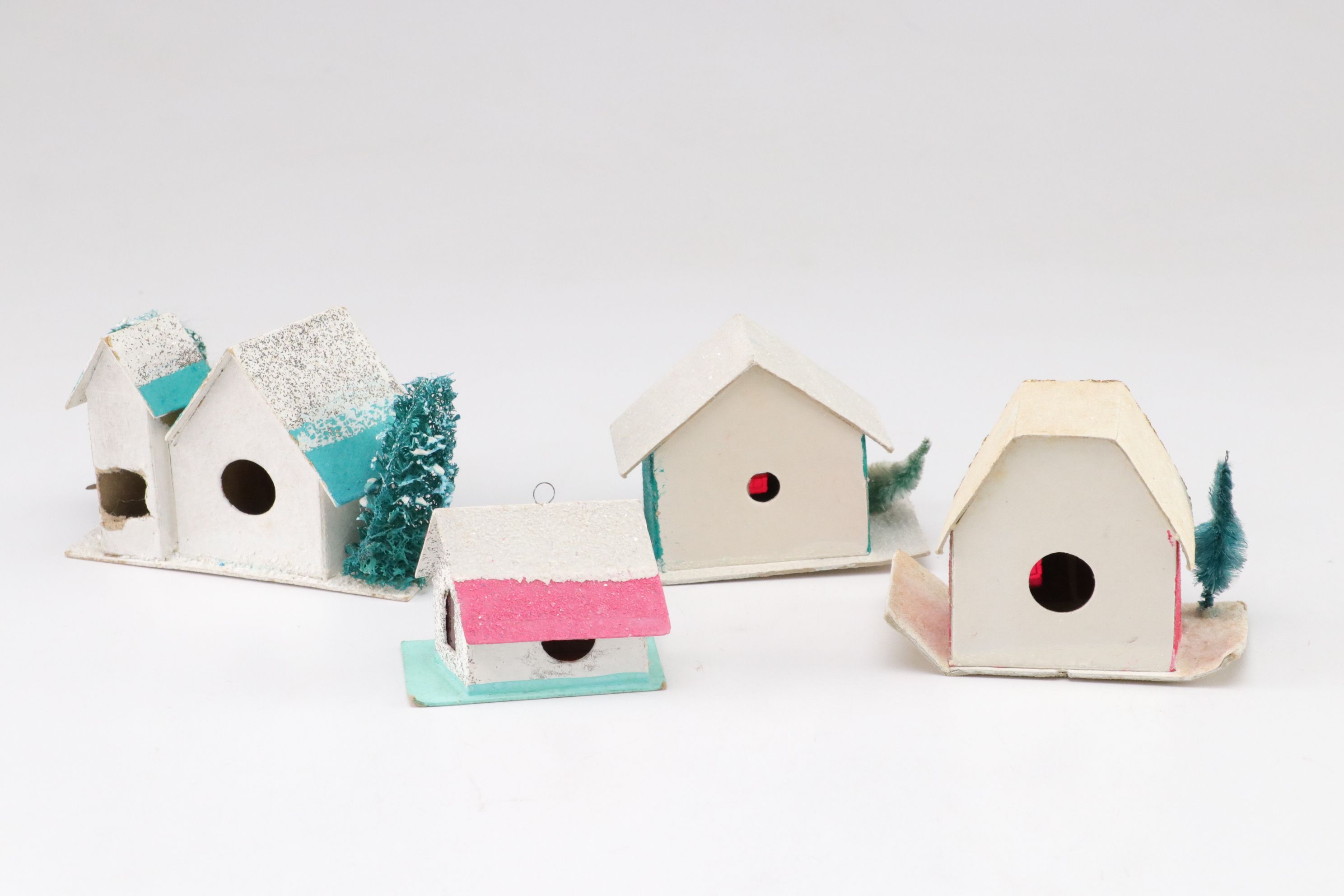 Japanese and Other Putz Christmas Village Houses, Mid-Late 20th C.