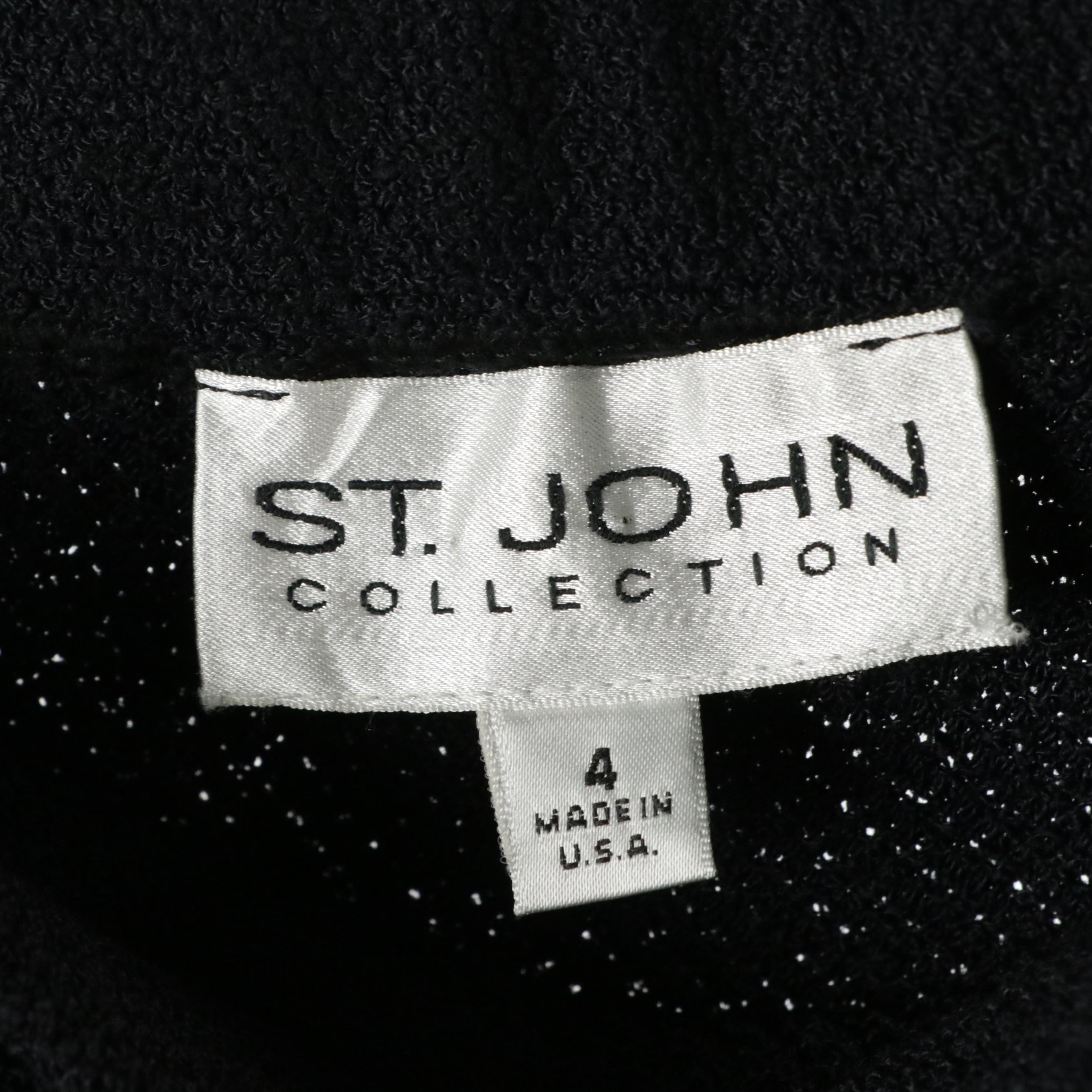 St. John Knit Button-Front Jacket, V-Neck Short Sleeve Dress, and Skirt Suit