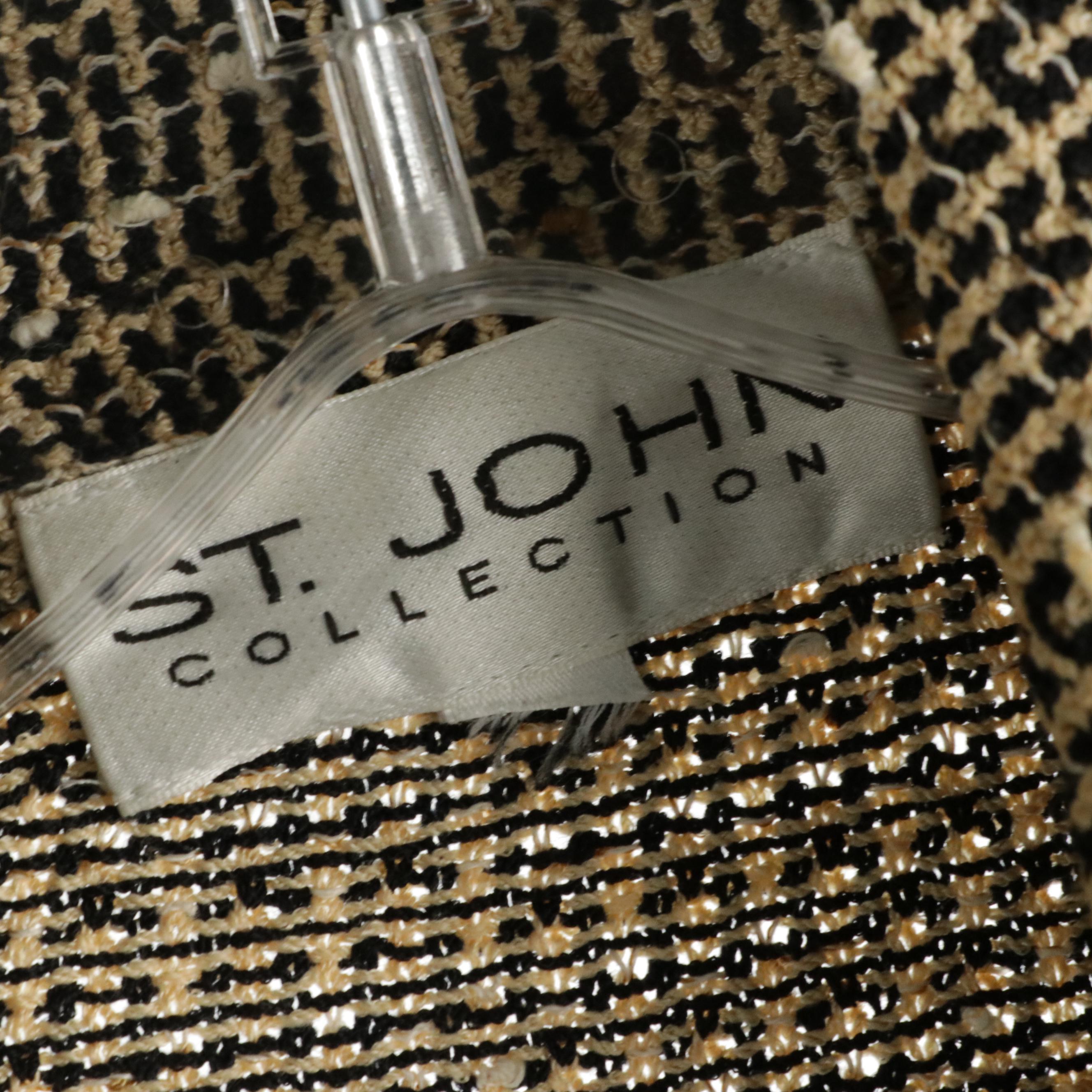 St. John Knit Button-Front Jacket, V-Neck Short Sleeve Dress, and Skirt Suit