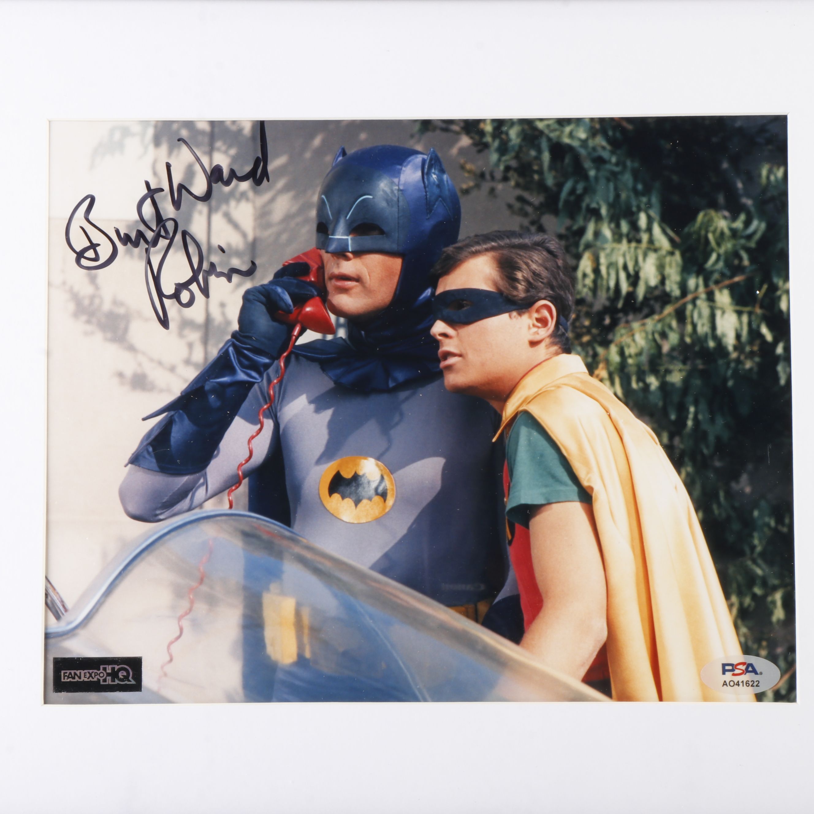 Burt Ward Signed “Batman and Robin” Print in Matted Frame, PSA