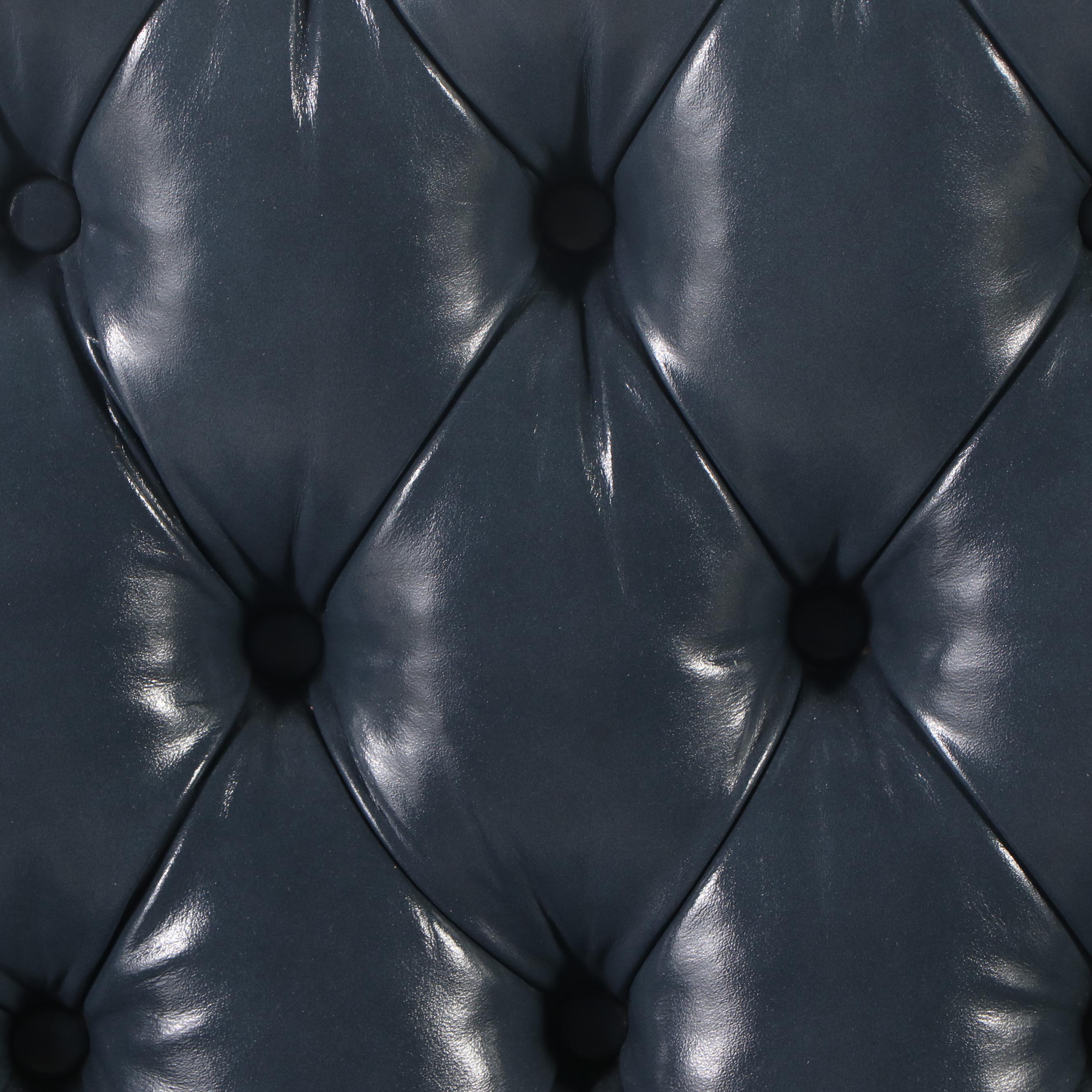 Chippendale Style Button-Tufted Blue Faux Leather Upholstered Office Chair