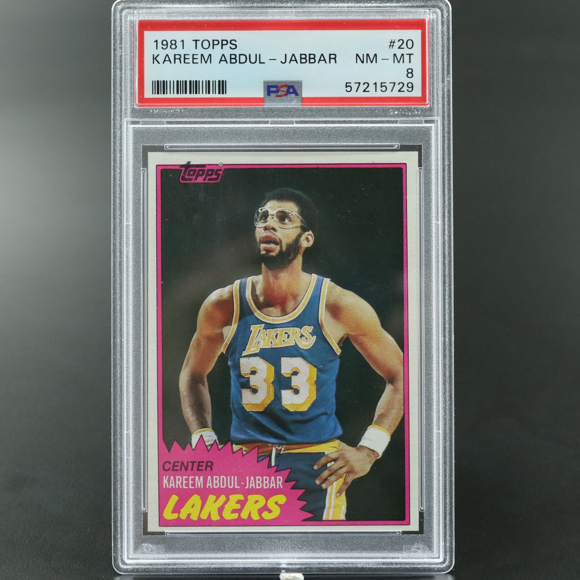 1981 Topps Kareem Abdul-Jabbar Los Angeles Lakers Basketball Card Graded PSA 8